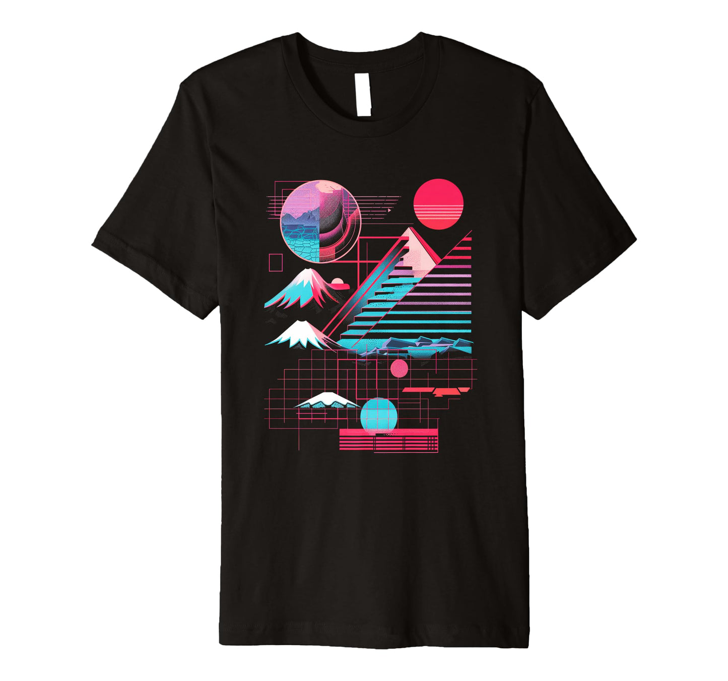 Vaporwave Tokyo Lofi Geometric Shapes T-Shirt - Aesthetic Graphic Unisex - T-Shirt, Sweatshirt, Hoodie