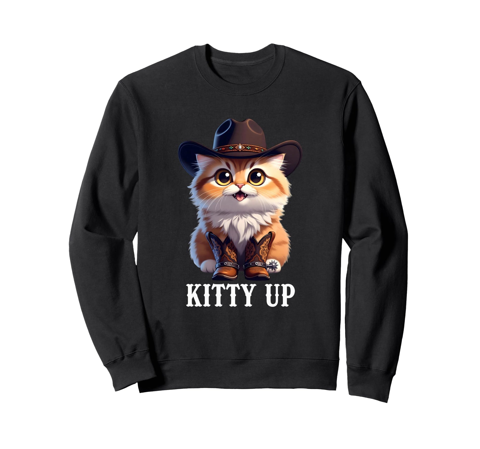 Funny Cat Cowboy Kitty Up Western Feline Sweatshirt - Graphic Print Unisex - T-Shirt, Sweatshirt, Hoodie