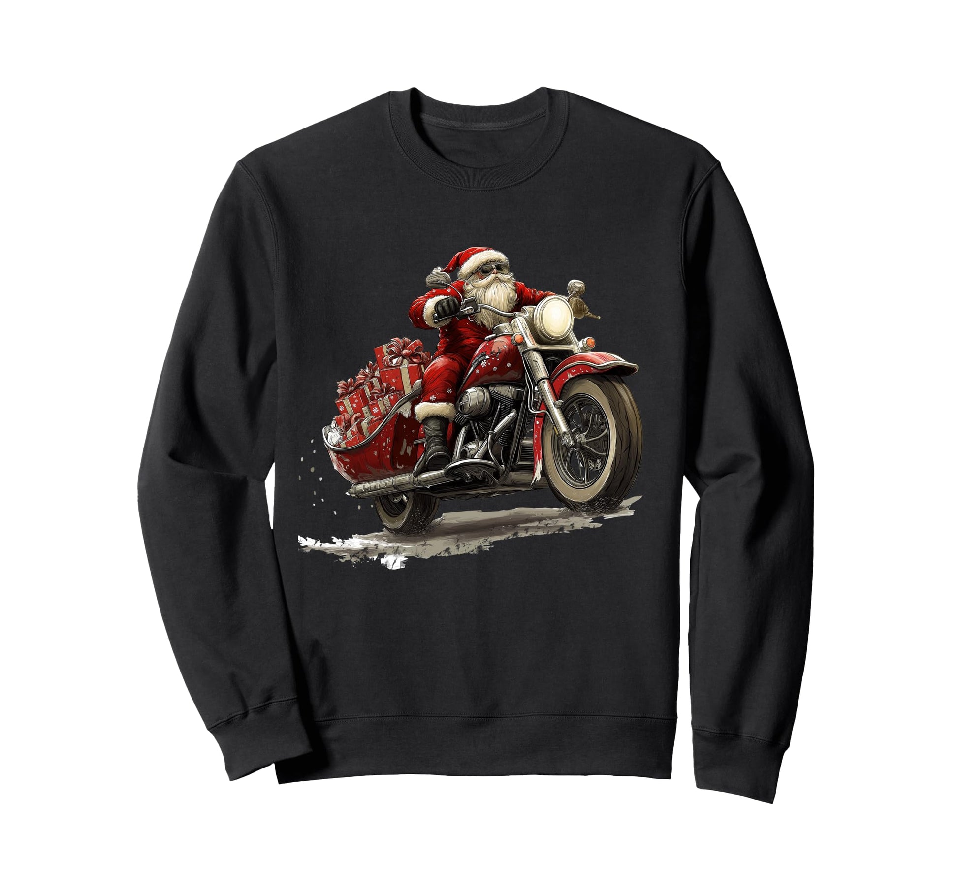 Funny Santa Riding Motorcycle Bike Sweatshirt - Streetwear Style Unisex - T-Shirt, Sweatshirt, Hoodie