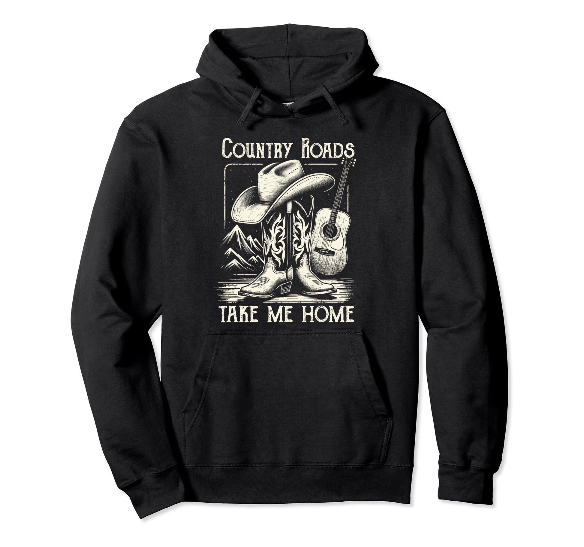 Country Roads Take Me Home Cowboy Hoodie - Aesthetic Graphic Unisex - T-Shirt, Sweatshirt, Hoodie