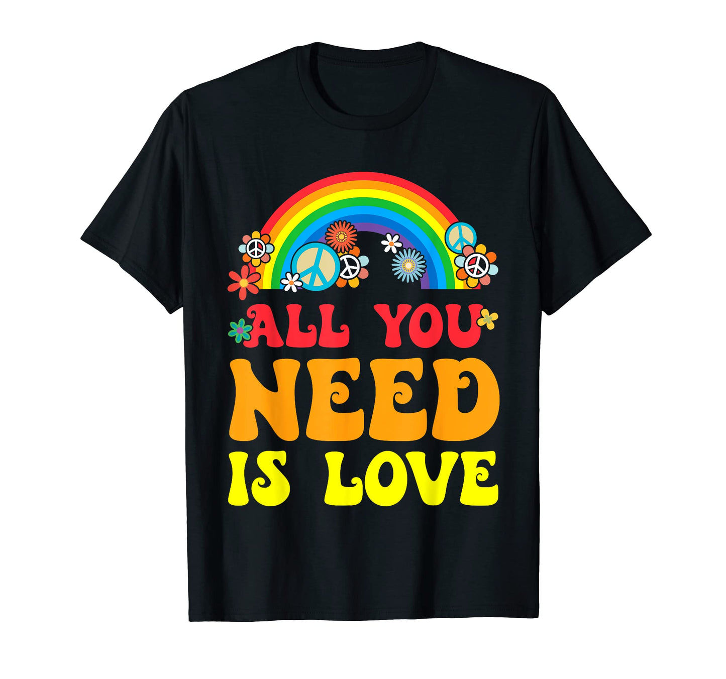 Love Peace Hippie Flower 60S 70S T-Shirt - Fun Novelty Design Men Women - T-Shirt, Sweatshirt, Hoodie