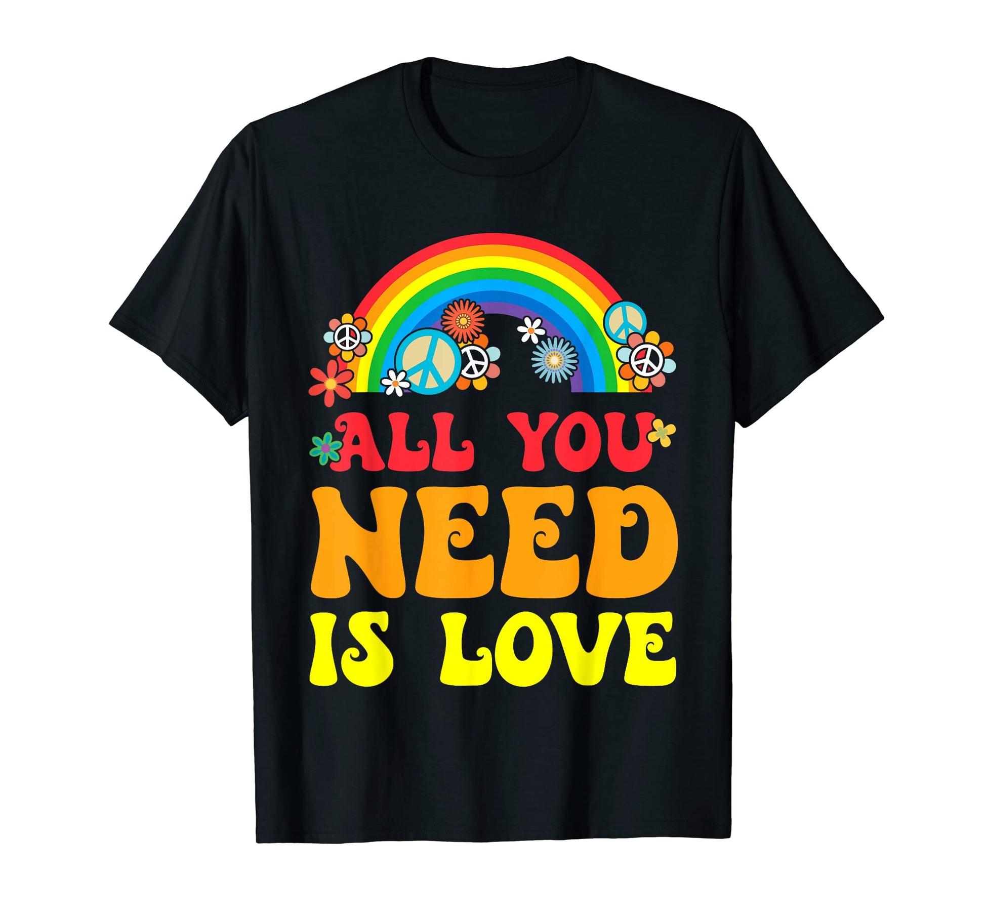 Love Peace Hippie Flower 60S 70S T-Shirt - Fun Novelty Design Men Women - T-Shirt, Sweatshirt, Hoodie