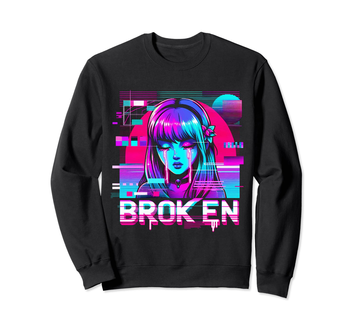 Sad Anime Japanese Vaporwave Sweatshirt - Fun Novelty Design Unisex - T-Shirt, Sweatshirt, Hoodie
