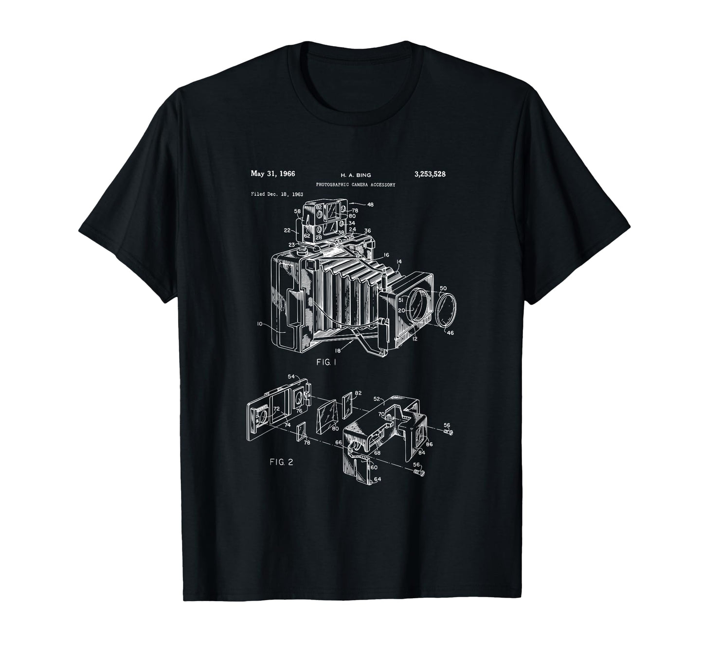 Camera Diagram Patent 1966 T-Shirt - Custom Art Print for Adults - T-Shirt, Sweatshirt, Hoodie