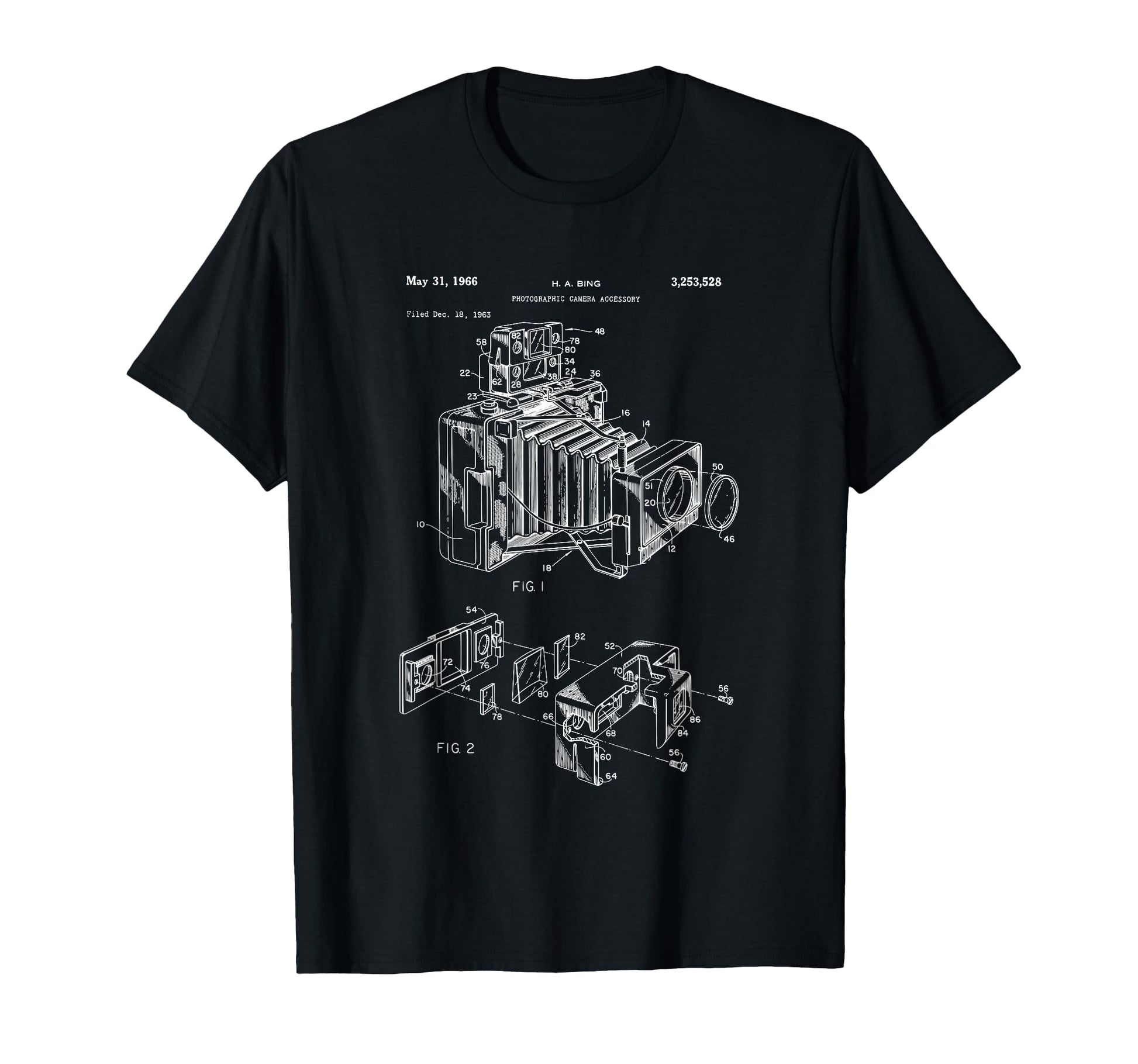 Camera Diagram Patent 1966 T-Shirt - Custom Art Print for Adults - T-Shirt, Sweatshirt, Hoodie