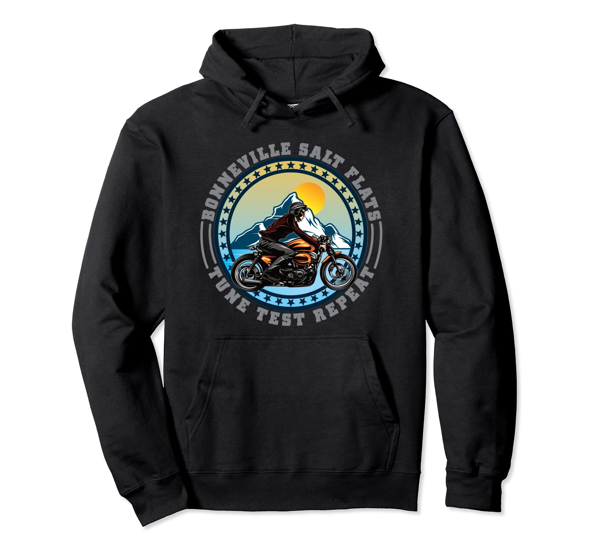 Bonneville Salt Flats Motorcycle Rider Hoodie - Novelty Apparel Men Women - T-Shirt, Sweatshirt, Hoodie