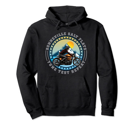 Bonneville Salt Flats Motorcycle Rider Hoodie - Novelty Apparel Men Women - T-Shirt, Sweatshirt, Hoodie