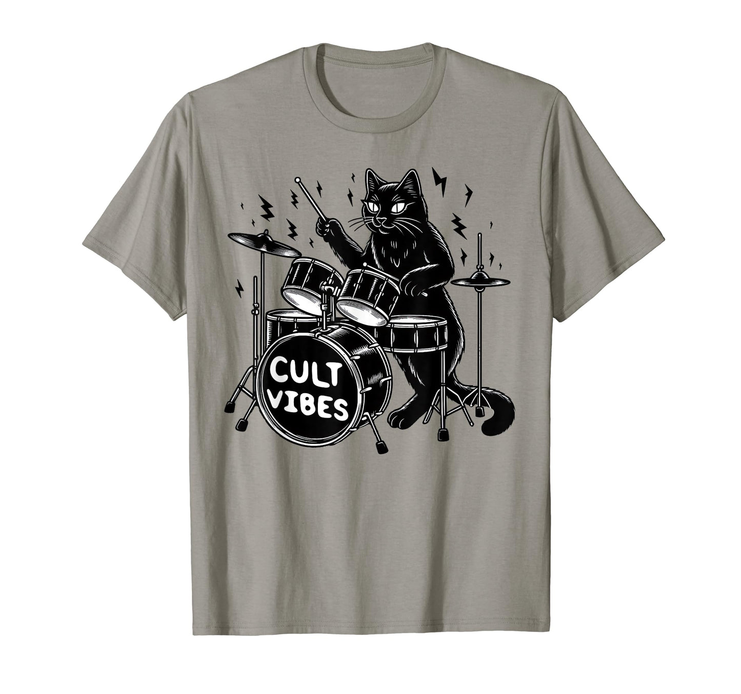 Death Metal Satanic Cat Playing Drums T-Shirt - Streetwear Style Unisex - T-Shirt, Sweatshirt, Hoodie