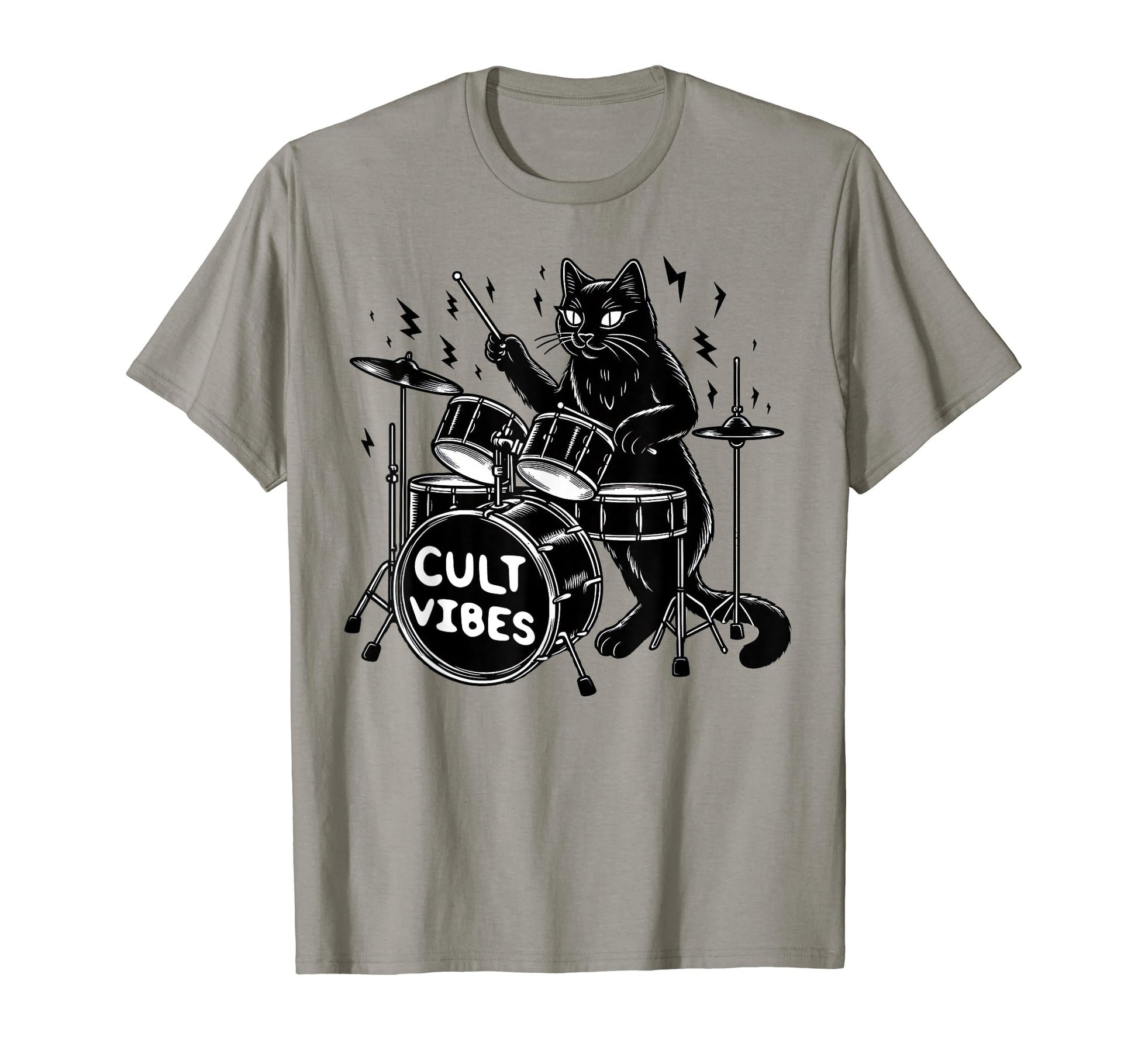 Death Metal Satanic Cat Playing Drums T-Shirt - Streetwear Style Unisex - T-Shirt, Sweatshirt, Hoodie