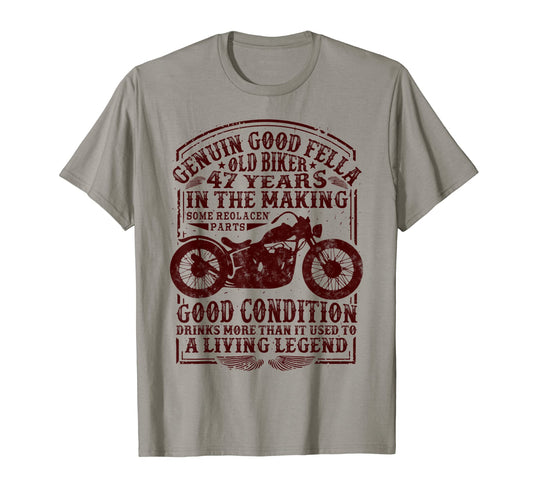 47 Years Old Biker Birthday Motorcycles T-Shirt - Aesthetic Graphic Unisex - T-Shirt, Sweatshirt, Hoodie