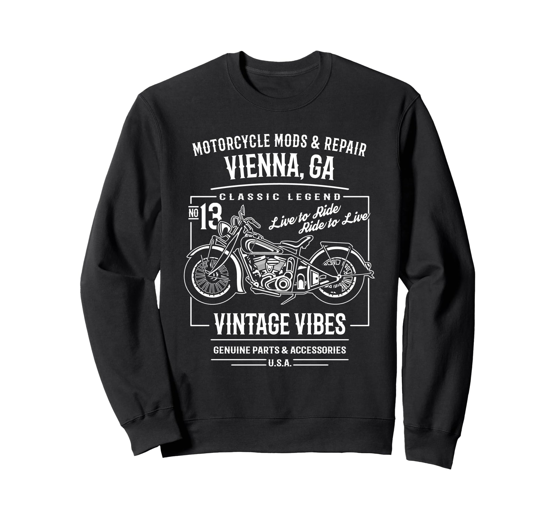 Vienna Ga Usa Motorcycle Sweatshirt - Trendy Graphic Unisex - T-Shirt, Sweatshirt, Hoodie
