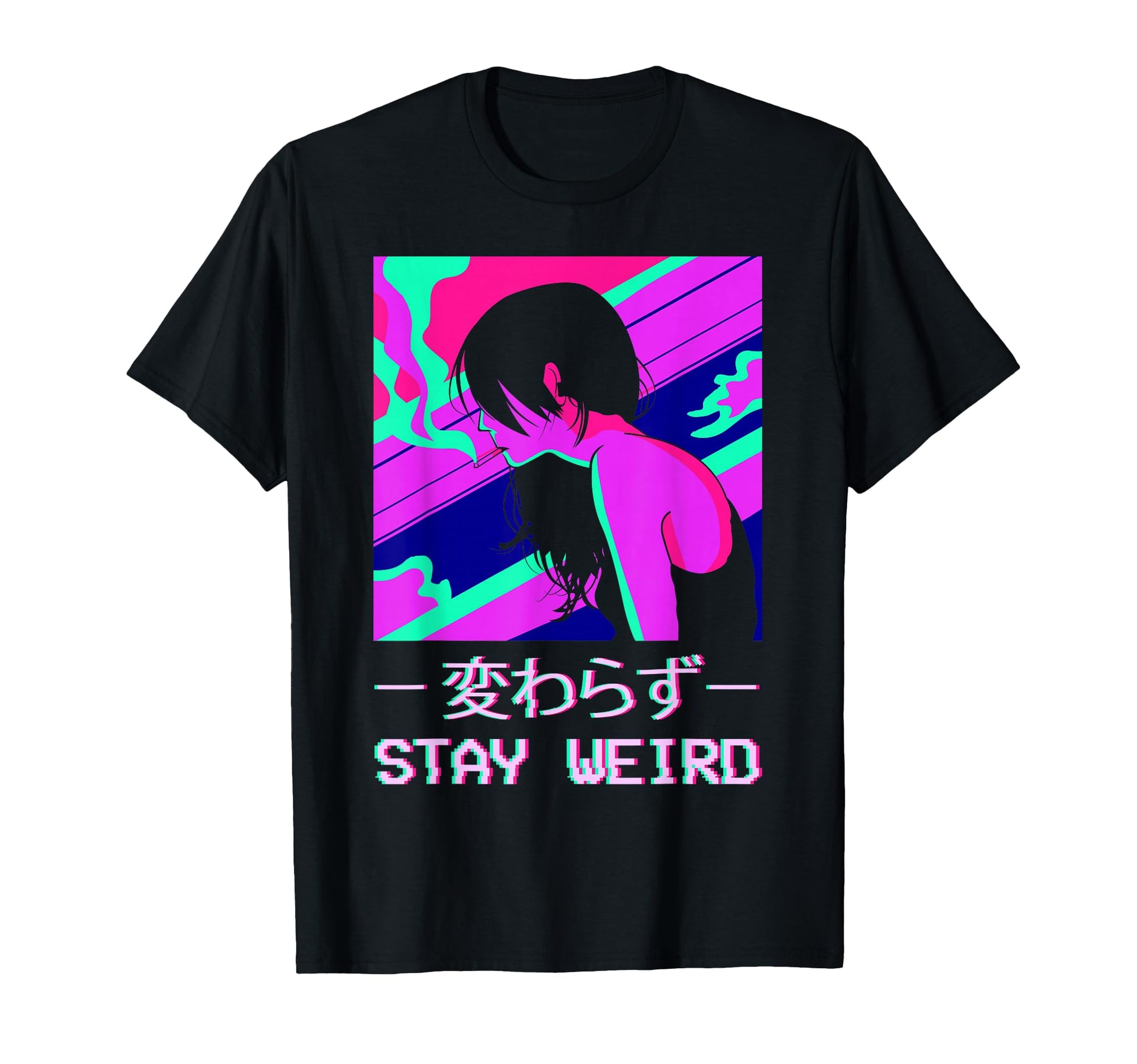 Stay Weird Anime Japanese Vaporwave T-Shirt - Aesthetic Graphic for Adults - T-Shirt, Sweatshirt, Hoodie