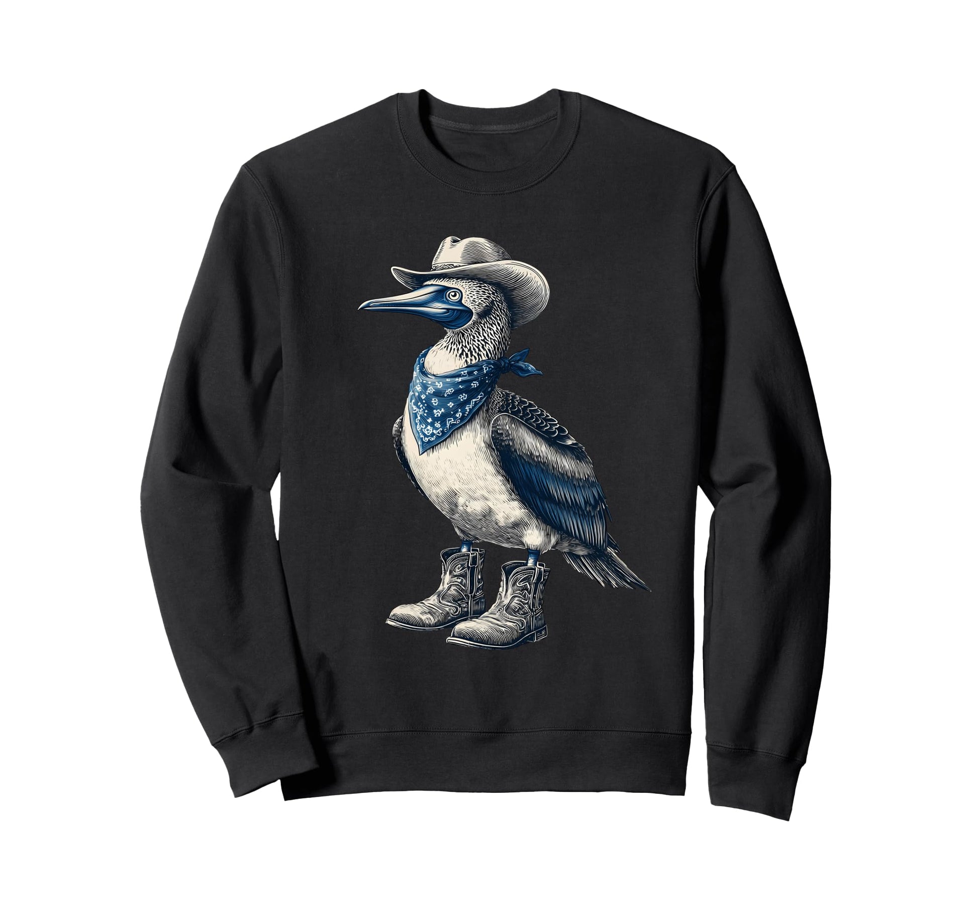 Blue Footed Booby Cowboy Cowgirl Western Sweatshirt - Graphic Print Unisex - T-Shirt, Sweatshirt, Hoodie
