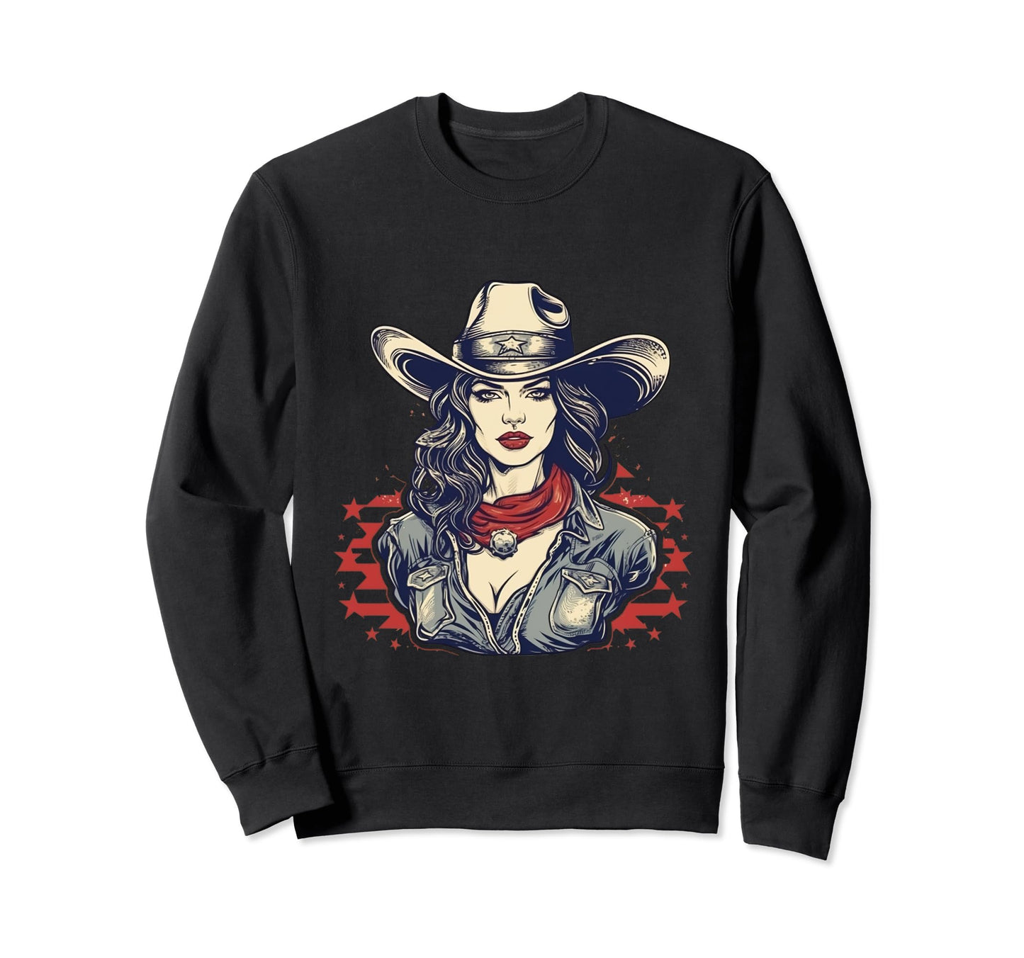 Cowgirl Cowboy Patriotic Cow And Sweatshirt - Custom Art Print for Adults - T-Shirt, Sweatshirt, Hoodie