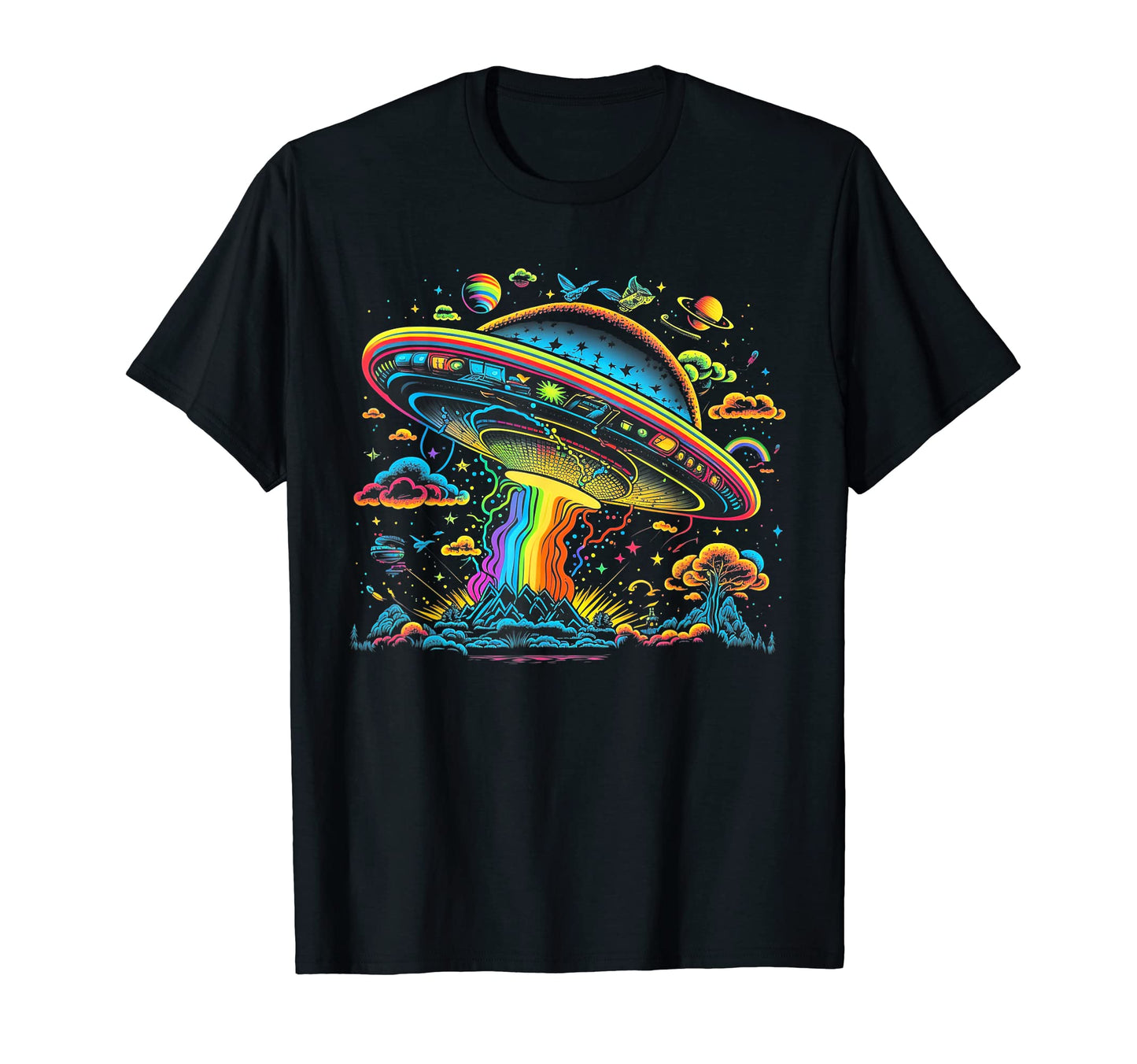 Ufo Funny Alien Mushroom 60S 80S 70S T-Shirt - Trendy Graphic Men Women - T-Shirt, Sweatshirt, Hoodie