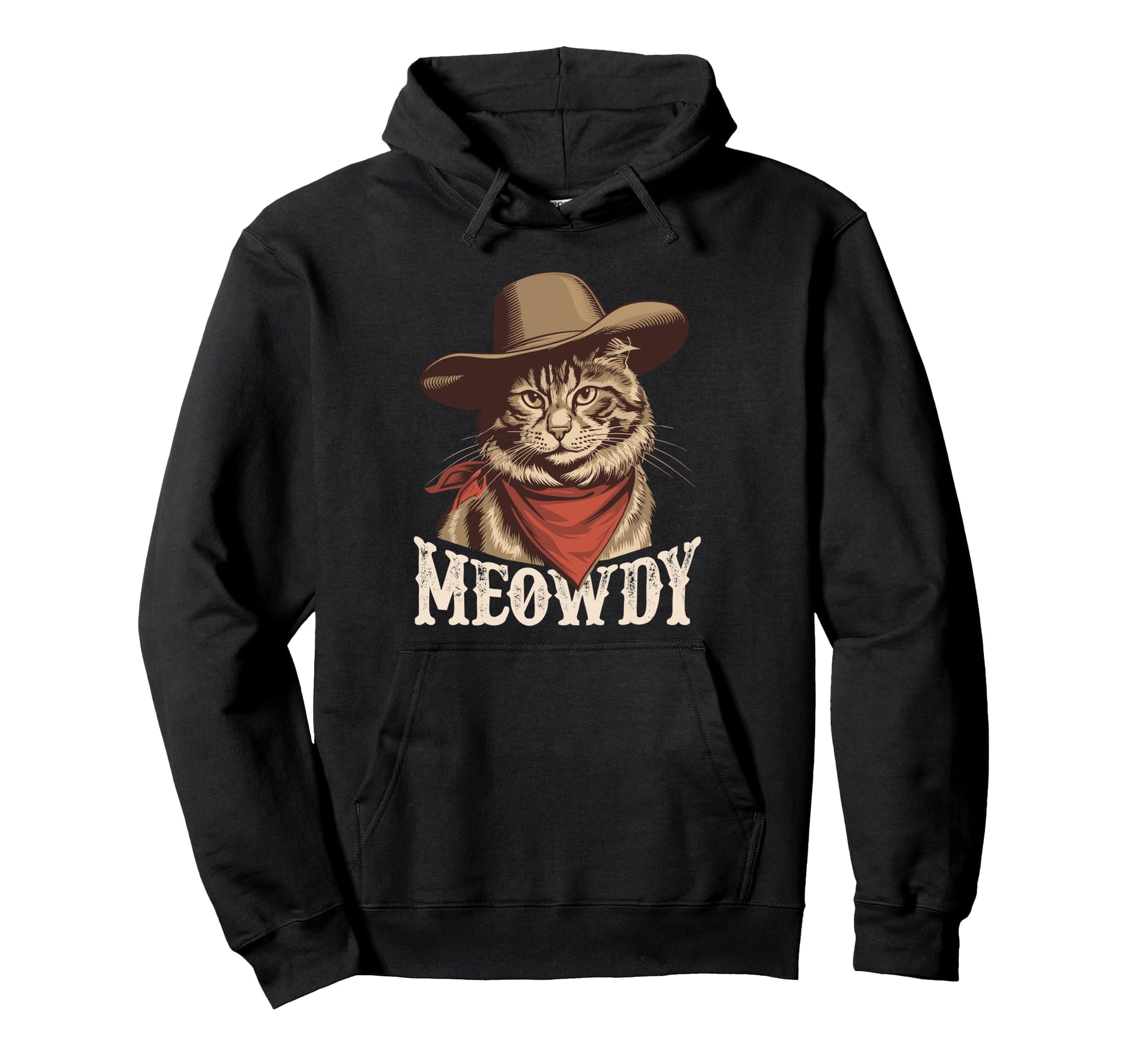 Meowdy Partner Funny Country Cat Cowboy Hoodie - Trendy Graphic Men Women - T-Shirt, Sweatshirt, Hoodie