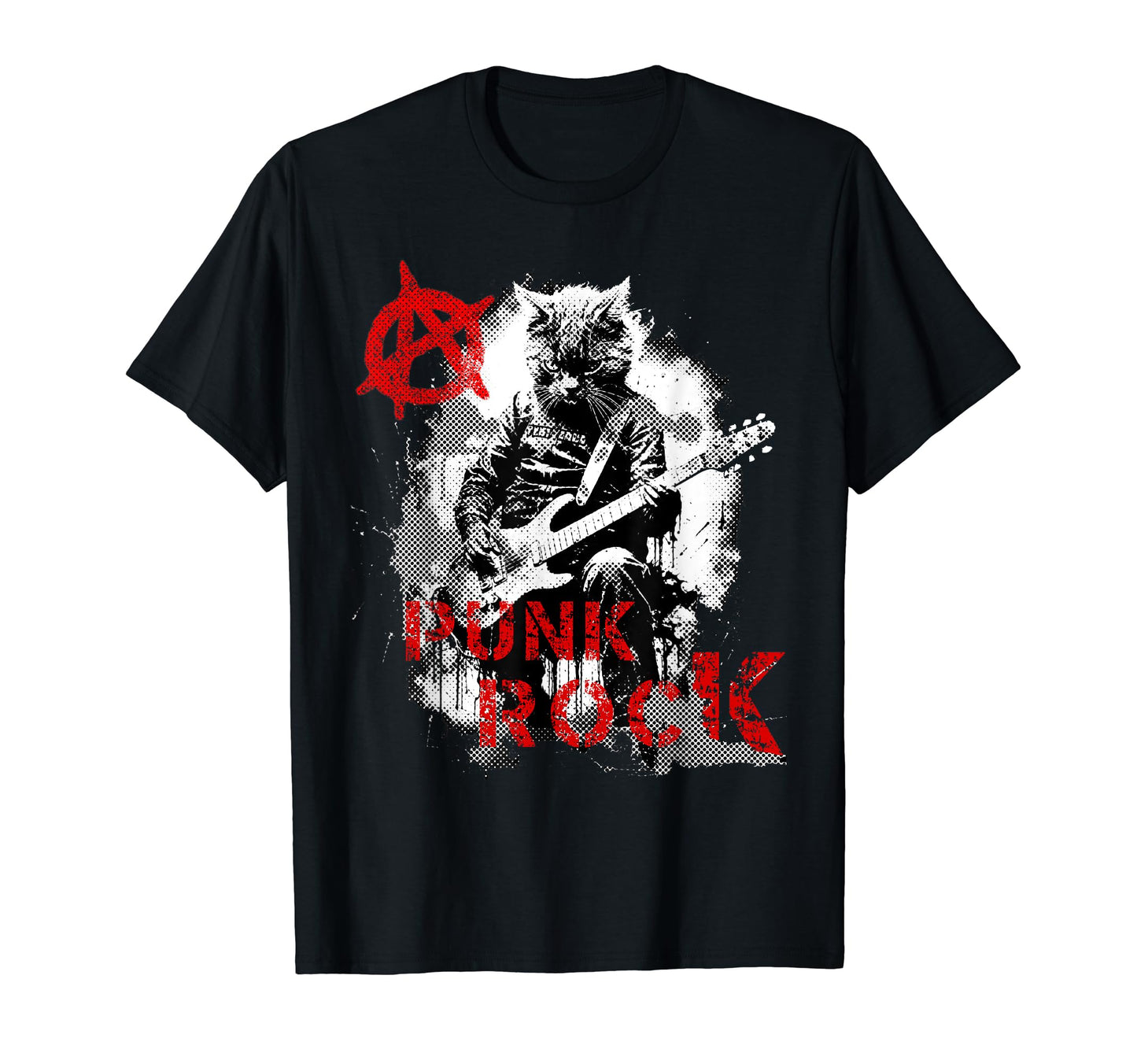 Distressed Cat Playing Guitar 90S T-Shirt - Trendy Graphic Men Women - T-Shirt, Sweatshirt, Hoodie