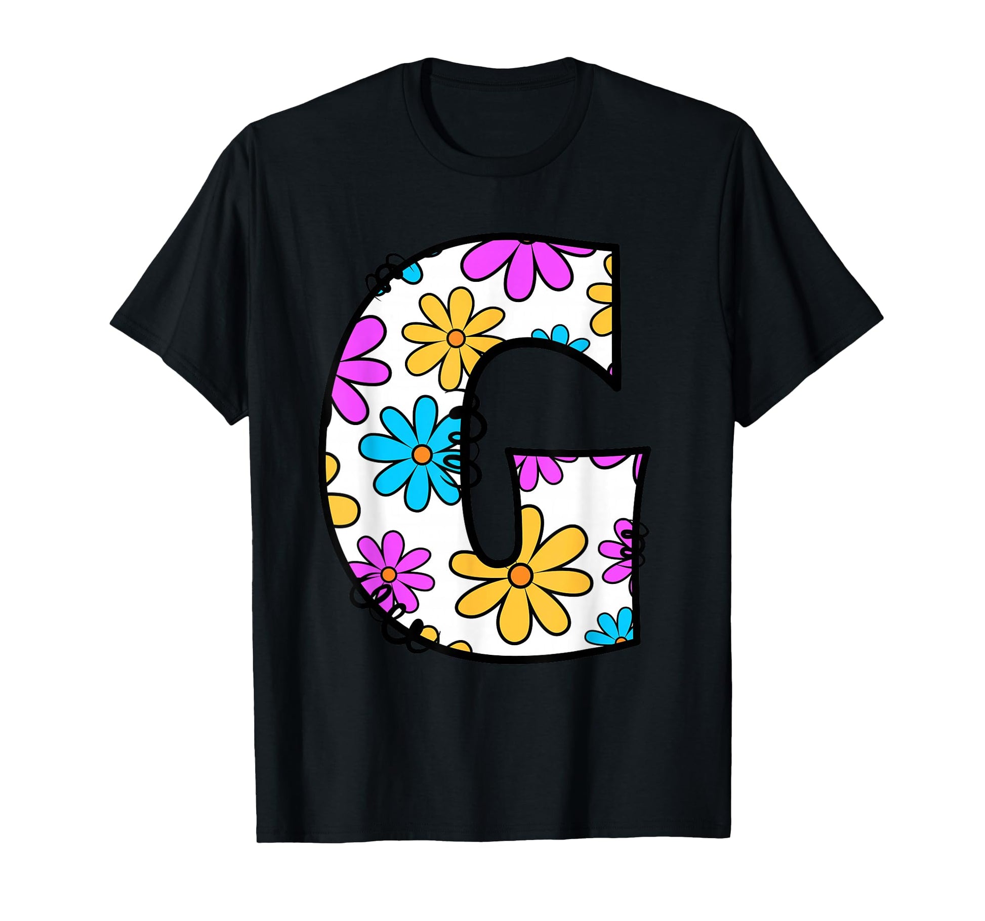 Letter G Daisy Floral Alphabet T-Shirt - Aesthetic Graphic Unisex - T-Shirt, Sweatshirt, Hoodie