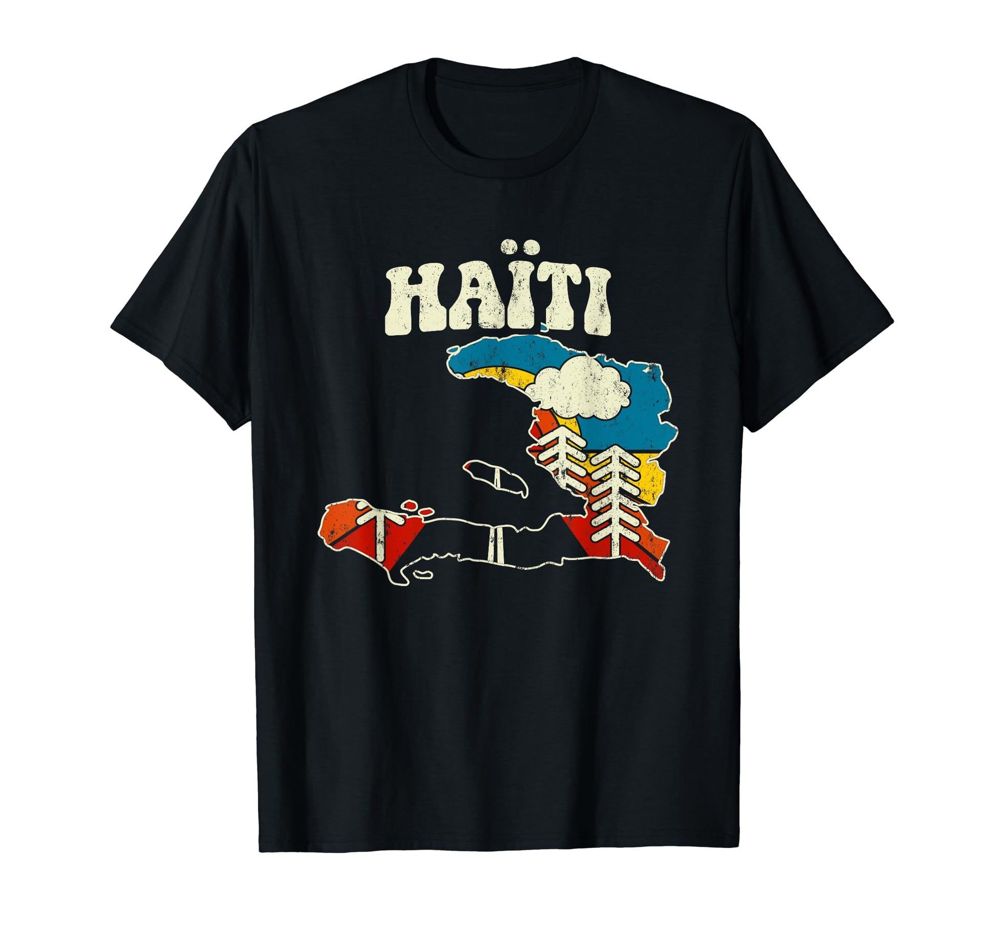 Ha Ti Haitian Country Rainbow 70S Map T-Shirt - Custom Art Print for Adults - T-Shirt, Sweatshirt, Hoodie