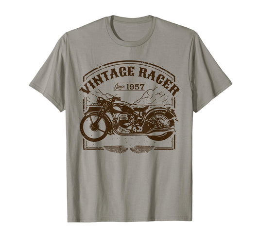 1957 Birthday Motorcycle Racer Bday T-Shirt - Custom Art Print for Adults - T-Shirt, Sweatshirt, Hoodie