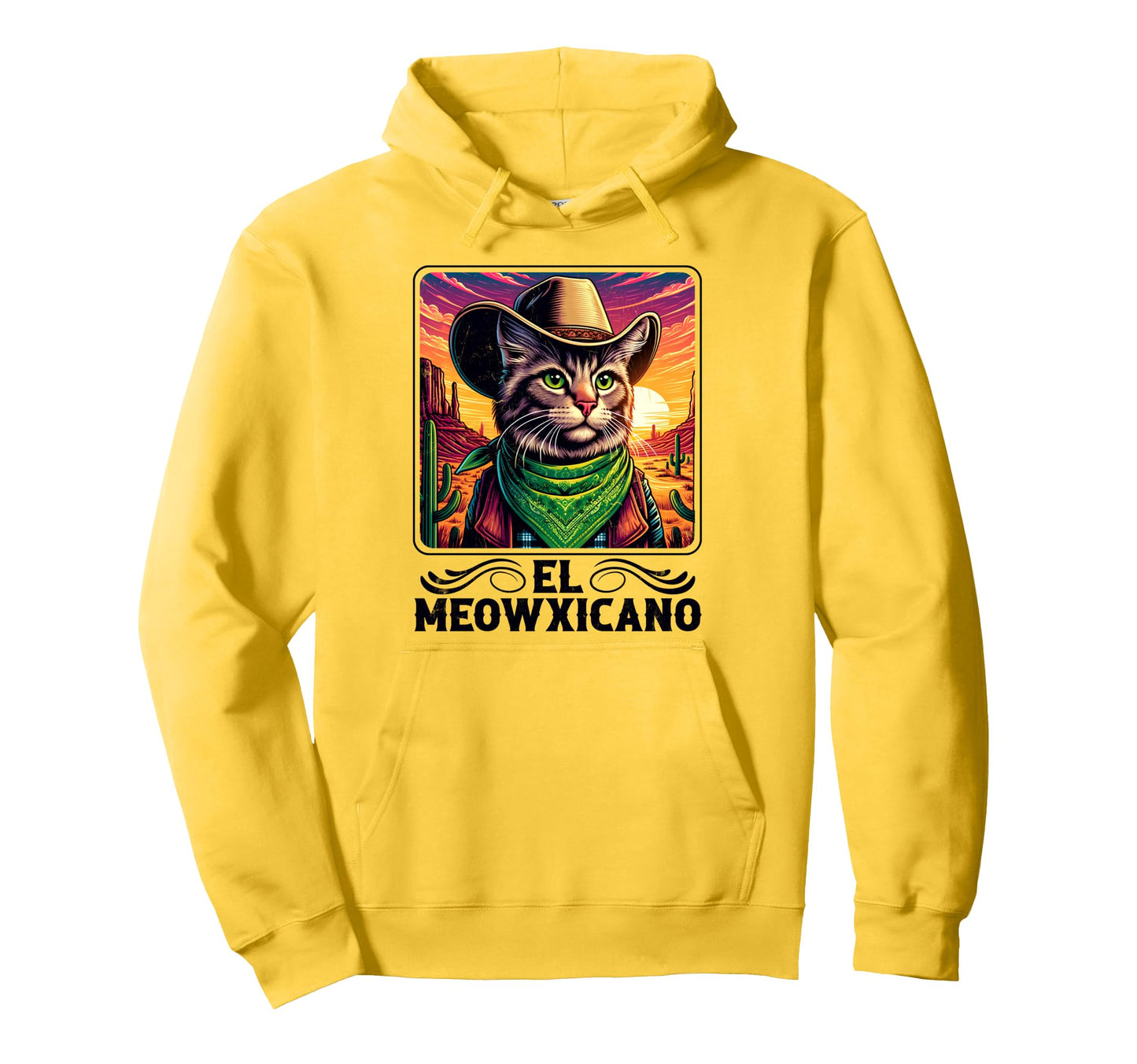 El Meowxicano Mexican Cat Desert Funny Hoodie - Novelty Apparel Men Women - T-Shirt, Sweatshirt, Hoodie