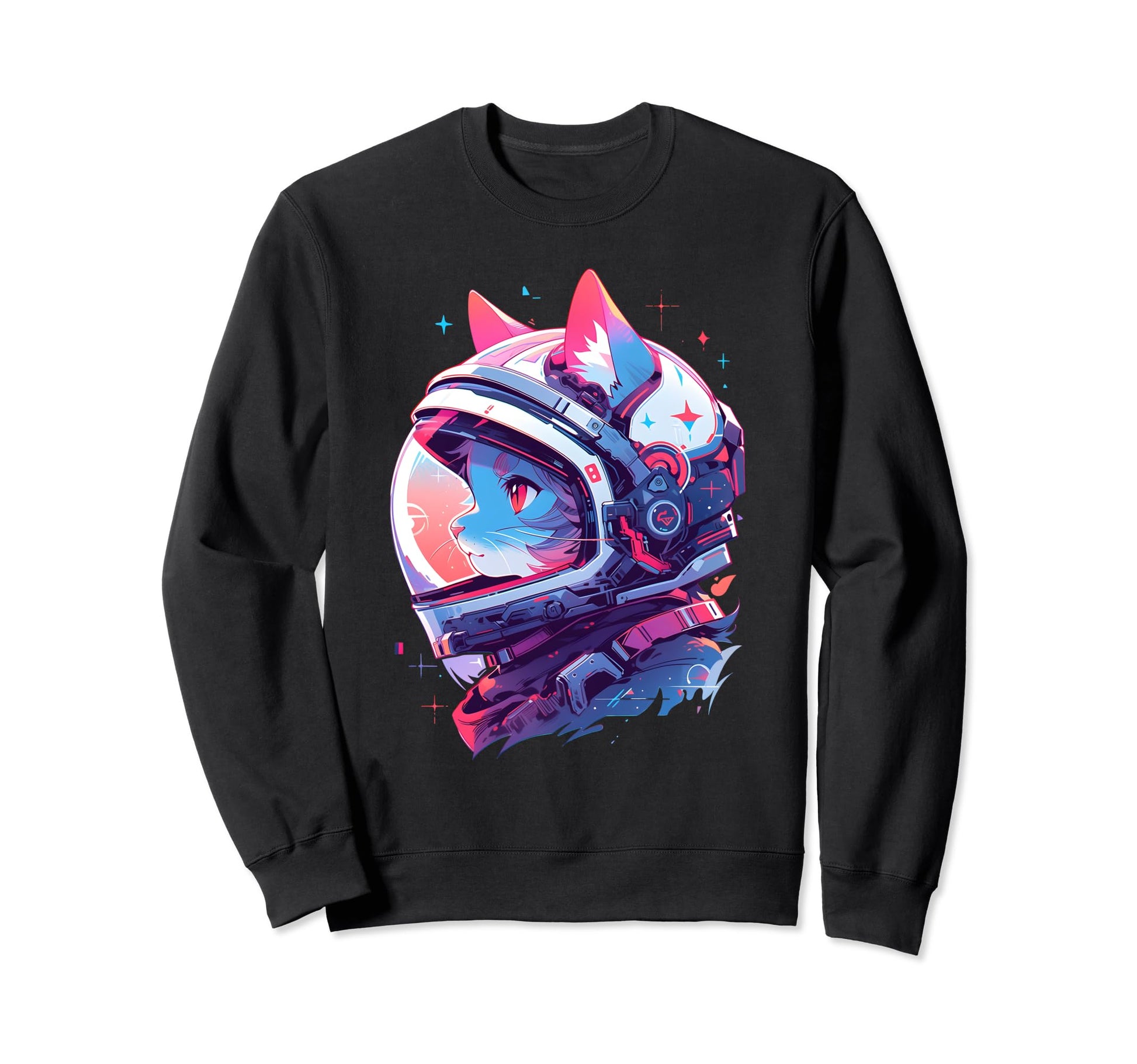 80S 90S Aesthetic Vaporwave Space Cat Sweatshirt - Custom Art Print Unisex - T-Shirt, Sweatshirt, Hoodie