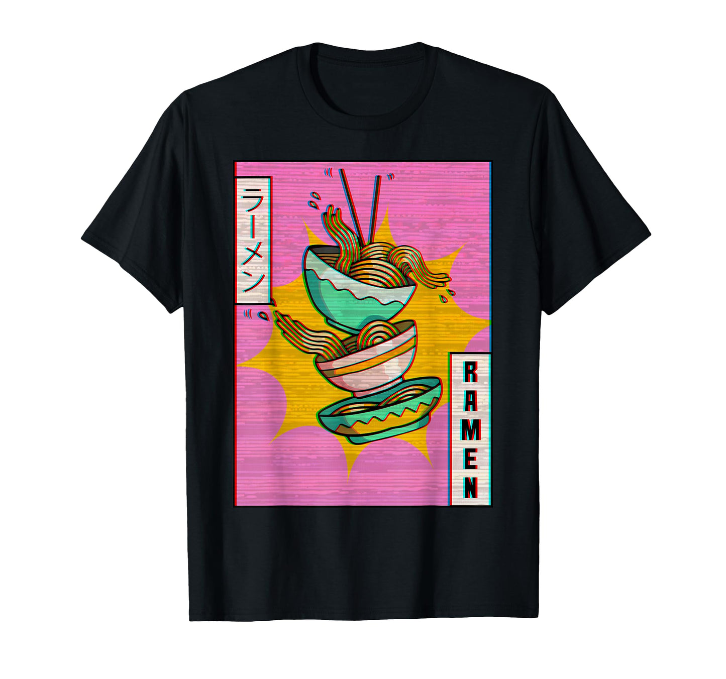 Ramen Noodles Vaporwave Aesthetic Glitch T-Shirt - Novelty Apparel Unisex - T-Shirt, Sweatshirt, Hoodie