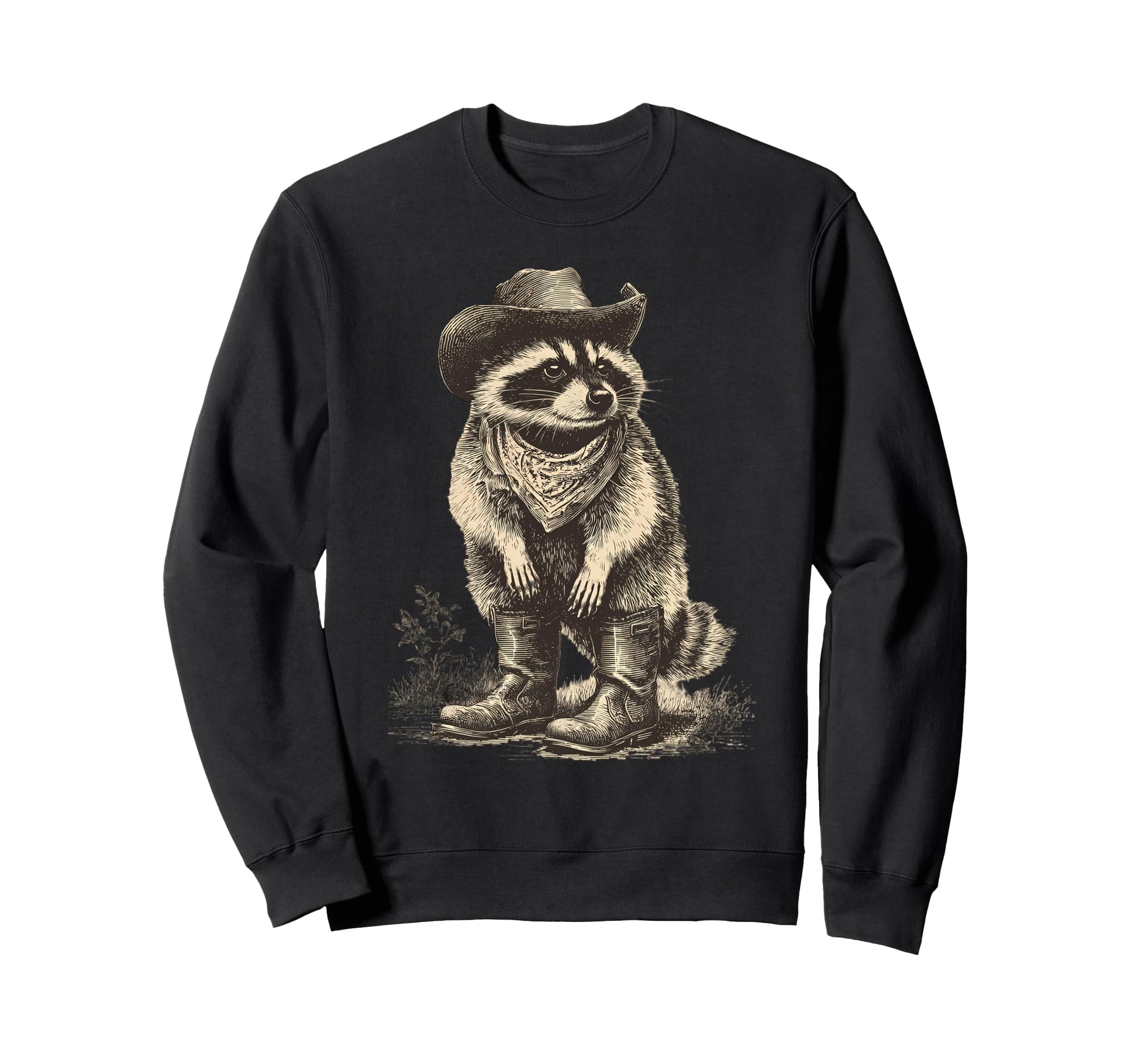 Raccoon Cowboy Rodeo Cowgirl Sweatshirt - Aesthetic Graphic Men Women - T-Shirt, Sweatshirt, Hoodie