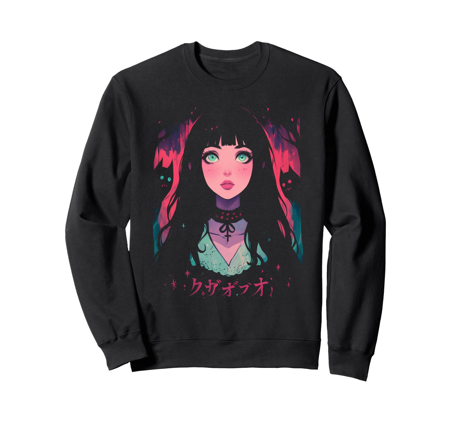 Goth Grunge Demon Anime Waifu Sweatshirt - Fun Novelty Design for Adults - T-Shirt, Sweatshirt, Hoodie
