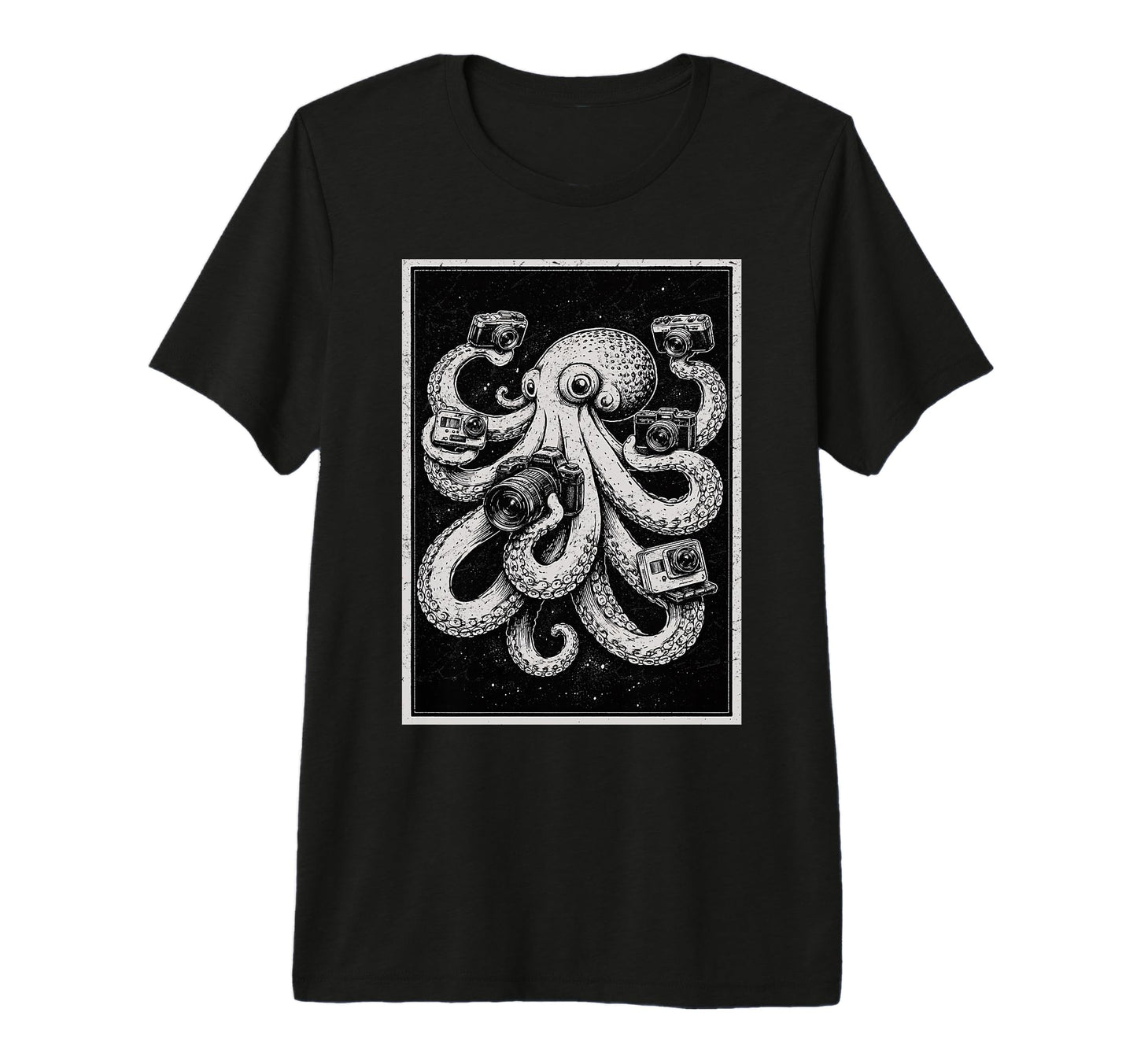 Camera Photographer Octopus Art T-Shirt - Trendy Graphic Unisex - T-Shirt, Sweatshirt, Hoodie
