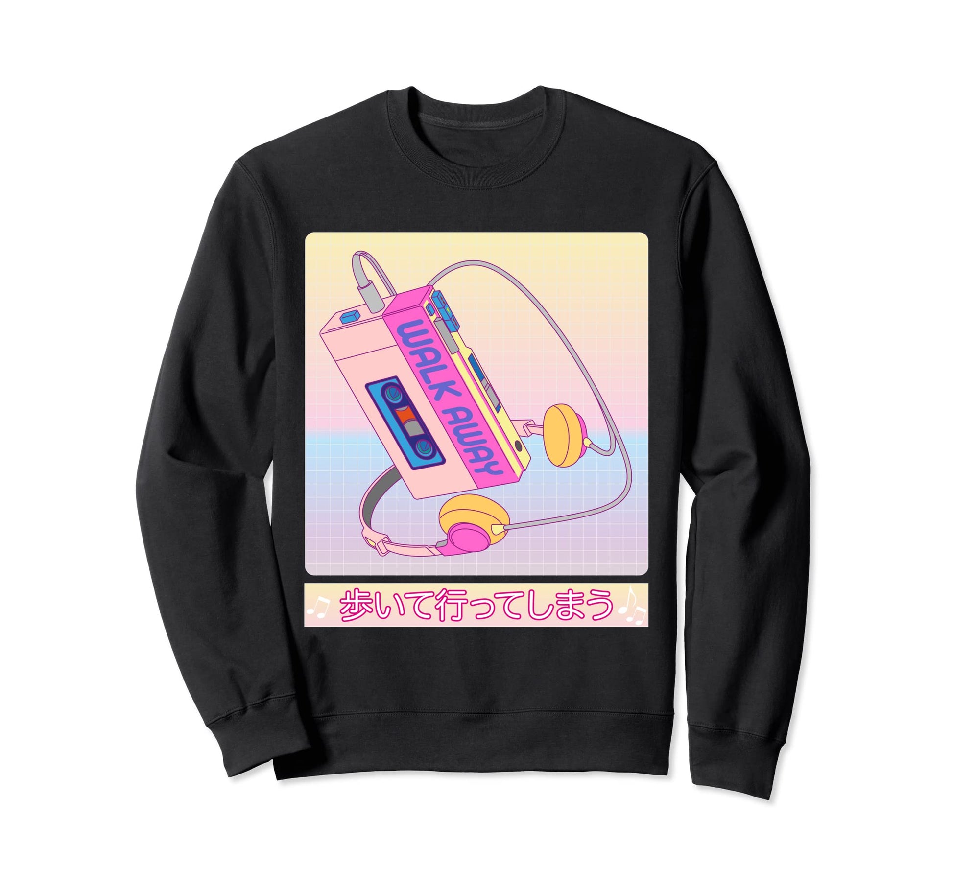 Vaporwave Cassette Player 80S Sweatshirt - Aesthetic Graphic for Adults - T-Shirt, Sweatshirt, Hoodie