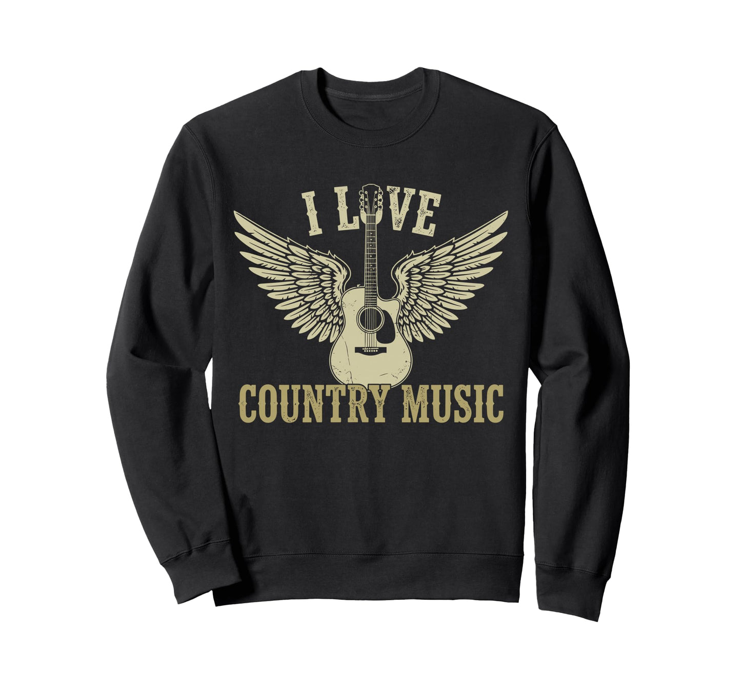 I Love Country Music Winged Sweatshirt - Casual Everyday Wear for Adults - T-Shirt, Sweatshirt, Hoodie