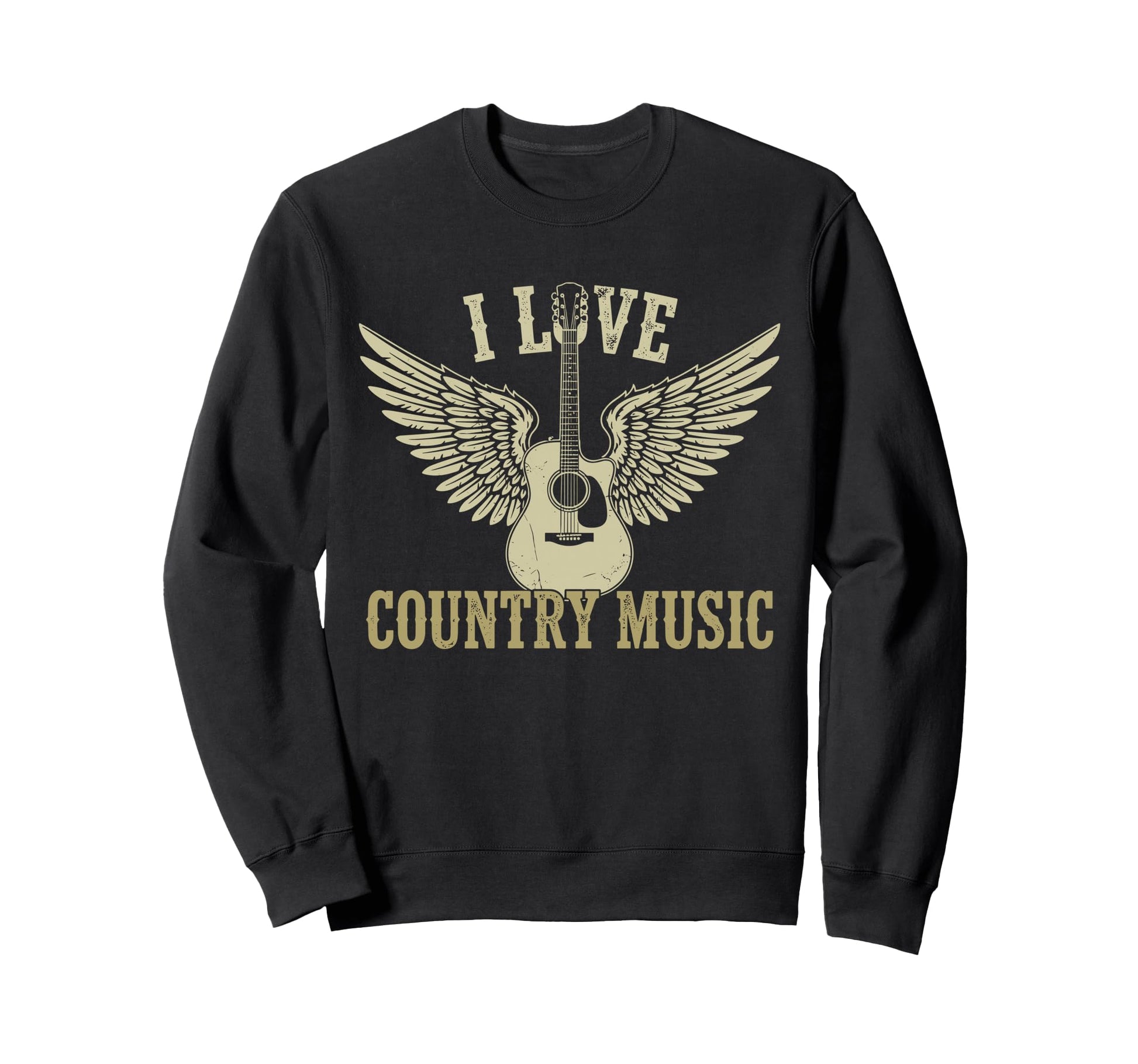 I Love Country Music Winged Sweatshirt - Casual Everyday Wear for Adults - T-Shirt, Sweatshirt, Hoodie