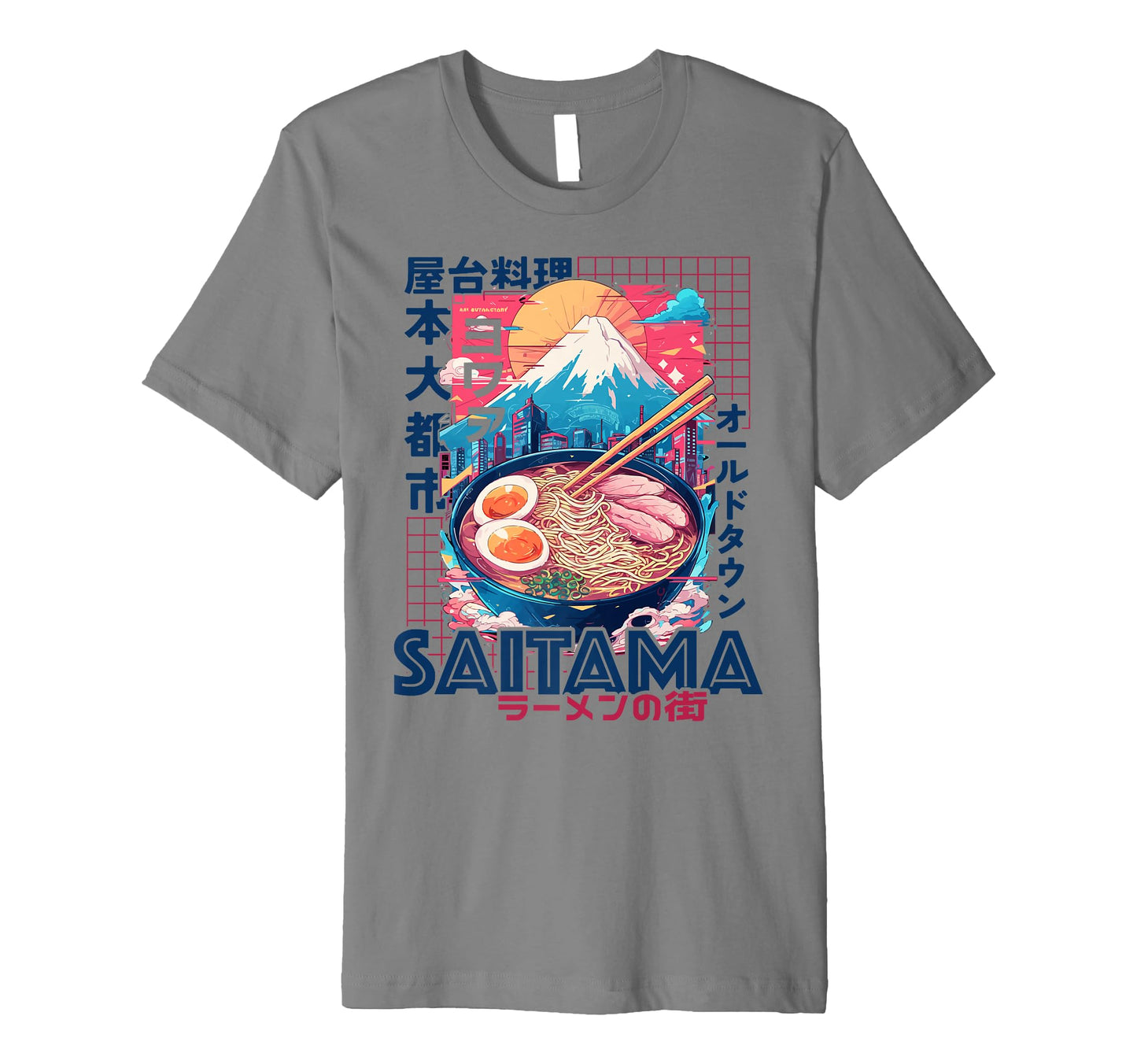 Saitama City 80S Synthwave Ramen Bowl T-Shirt - Graphic Print Men Women - T-Shirt, Sweatshirt, Hoodie
