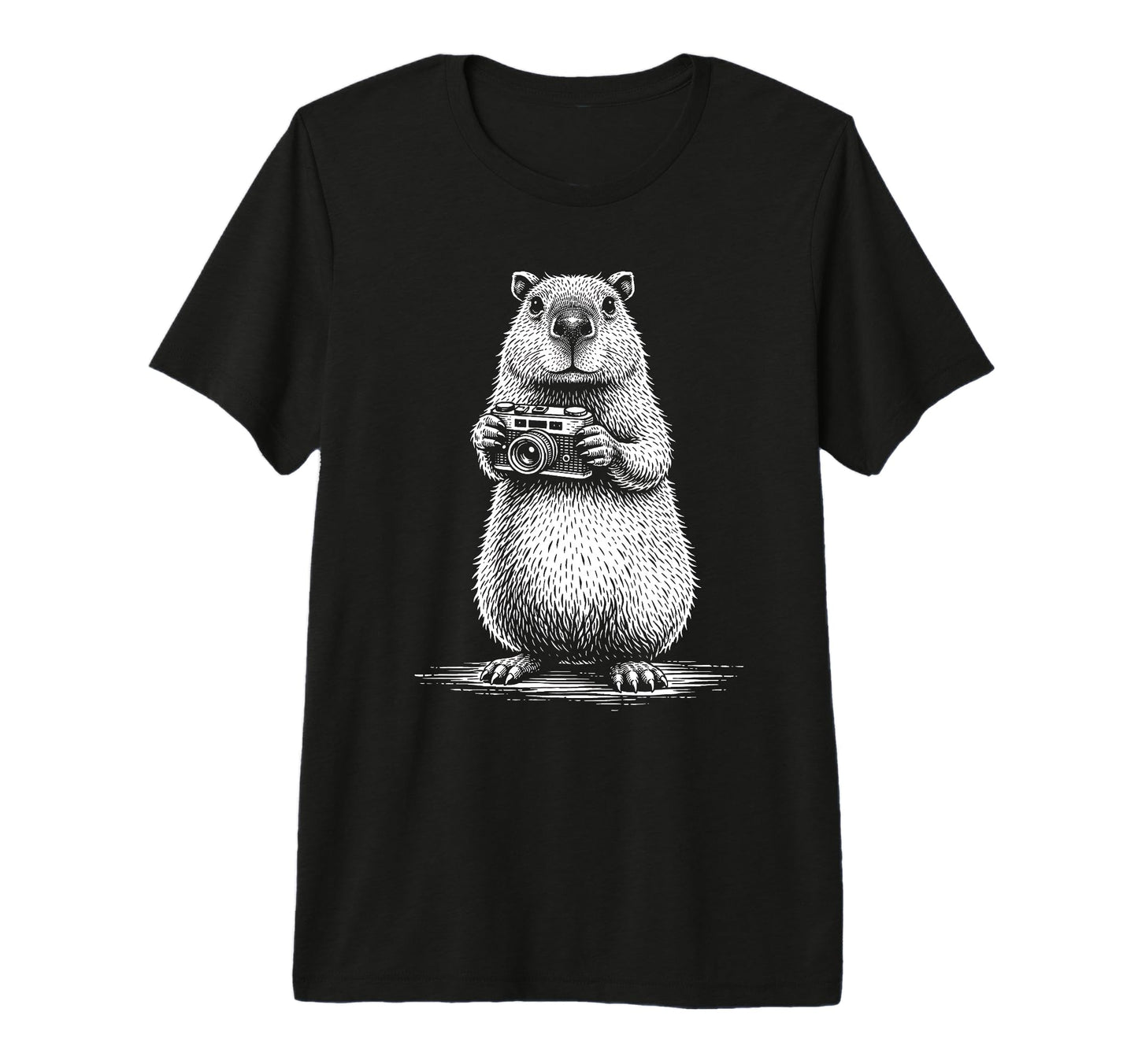 Photographer Capybara Camera Funny T-Shirt - Minimalist Print Unisex - T-Shirt, Sweatshirt, Hoodie