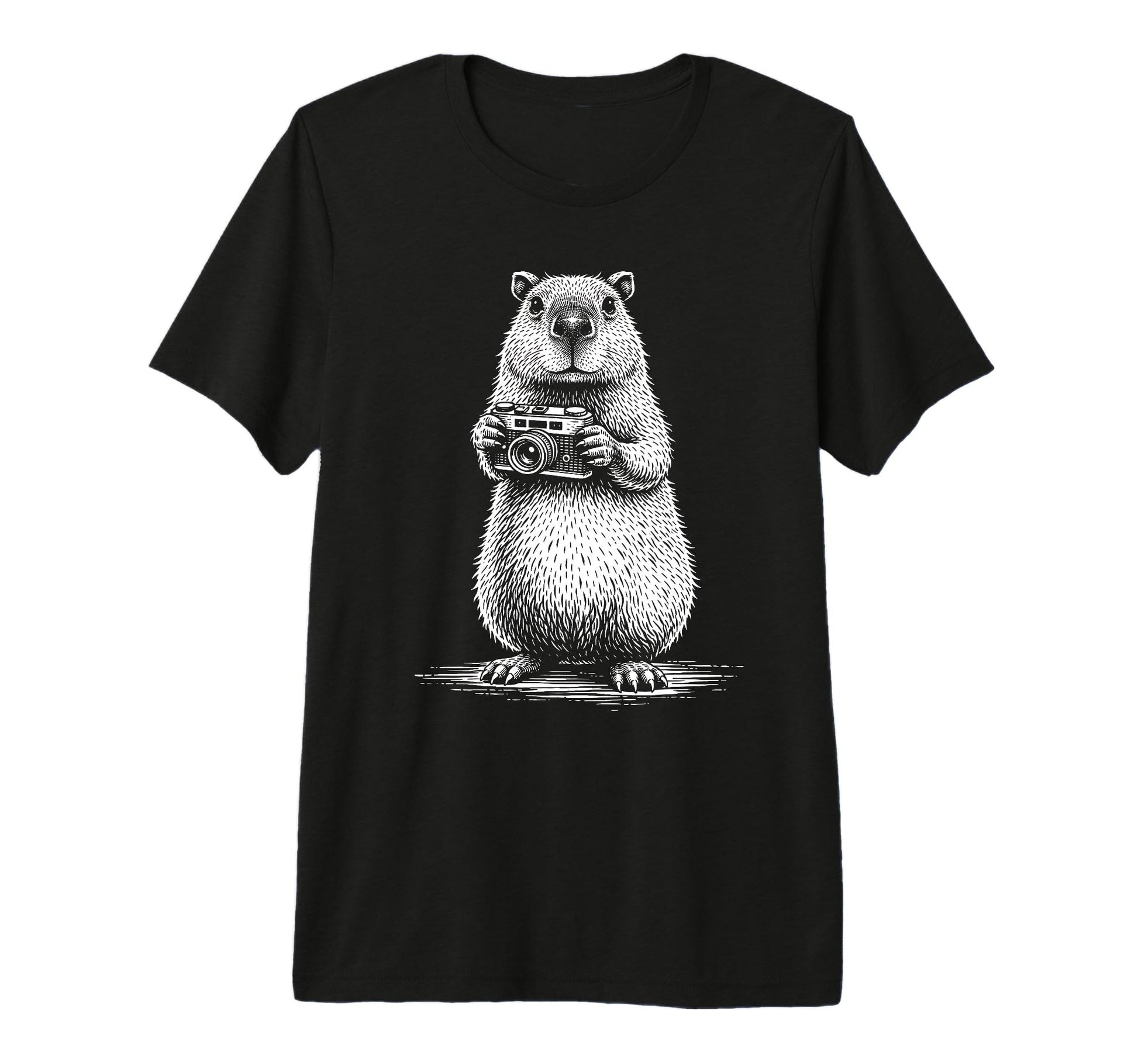 Photographer Capybara Camera Funny T-Shirt - Minimalist Print Unisex - T-Shirt, Sweatshirt, Hoodie