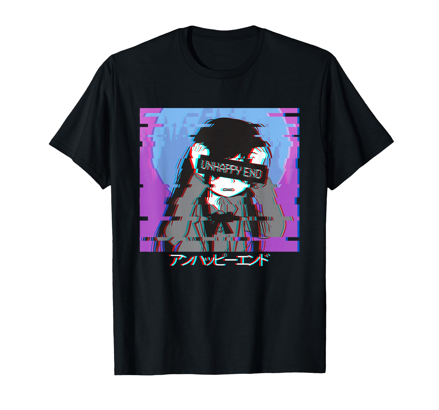 Sad Anime Japanese Vaporwave T-Shirt - Minimalist Print Men Women - T-Shirt, Sweatshirt, Hoodie