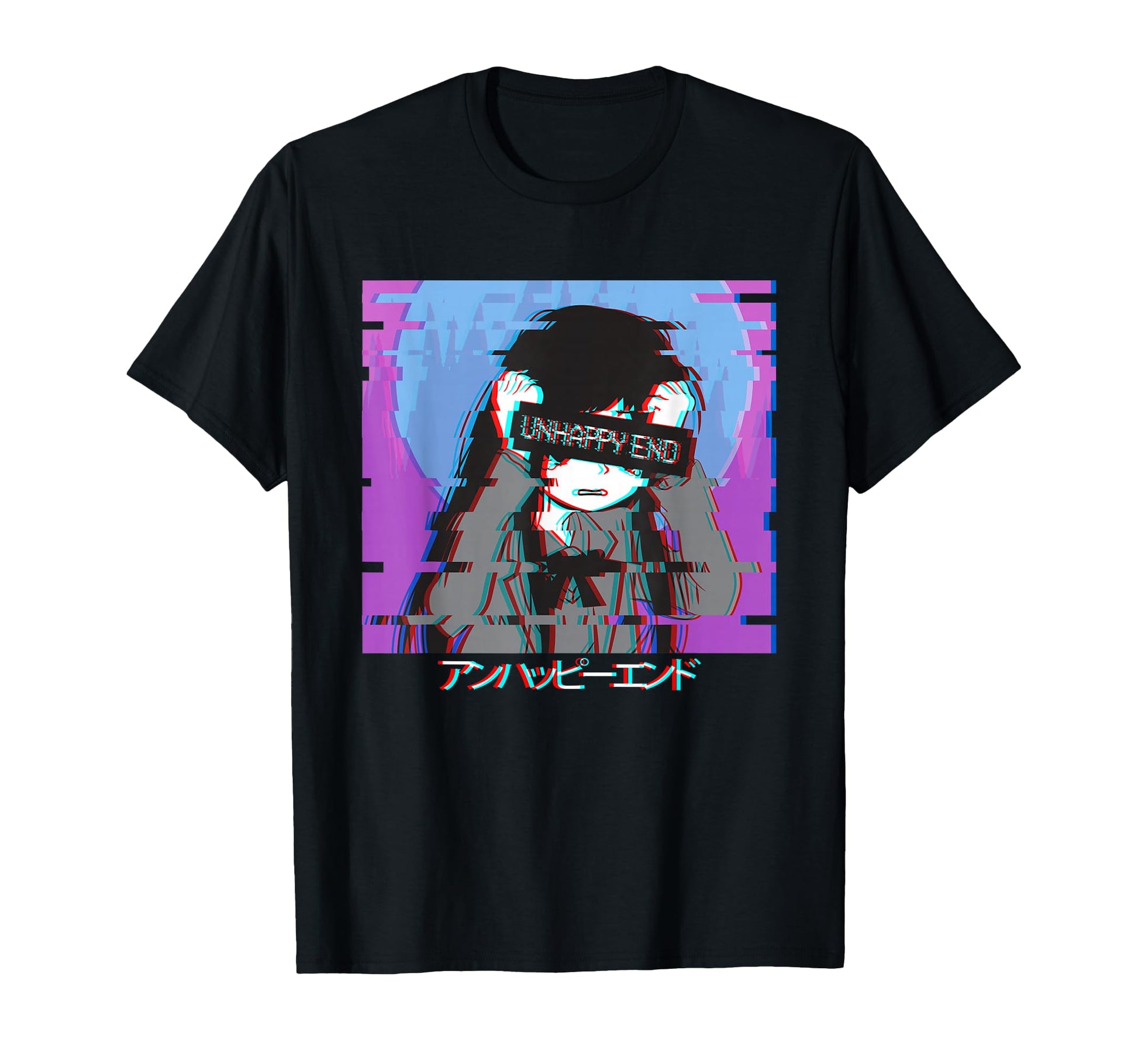 Sad Anime Japanese Vaporwave T-Shirt - Minimalist Print Men Women - T-Shirt, Sweatshirt, Hoodie
