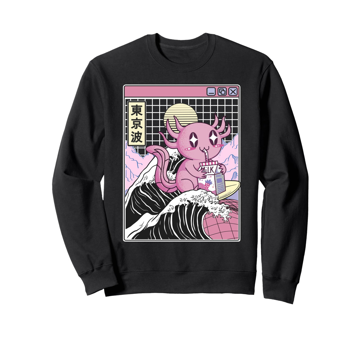 Axolotl Drinking Strawberry Sweatshirt - Casual Everyday Wear for Adults - T-Shirt, Sweatshirt, Hoodie