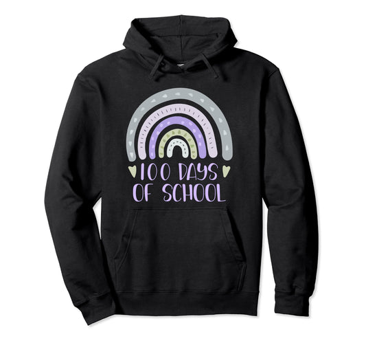100 Days School Teacher Student Rainbow Hoodie - Graphic Print for Adults - T-Shirt, Sweatshirt, Hoodie