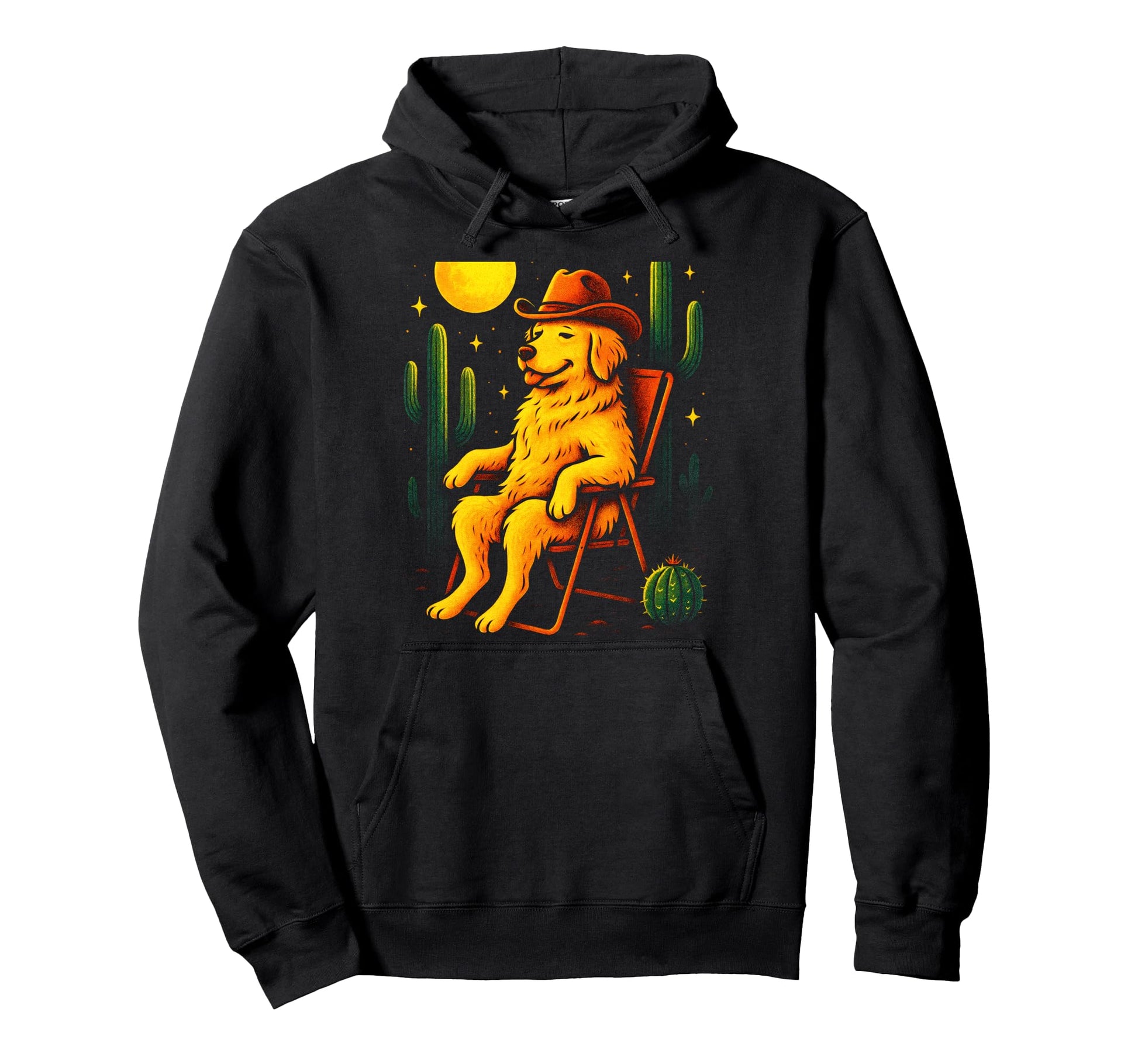 Golden Retriever Cowboy Hoodie - Novelty Apparel for Adults - T-Shirt, Sweatshirt, Hoodie