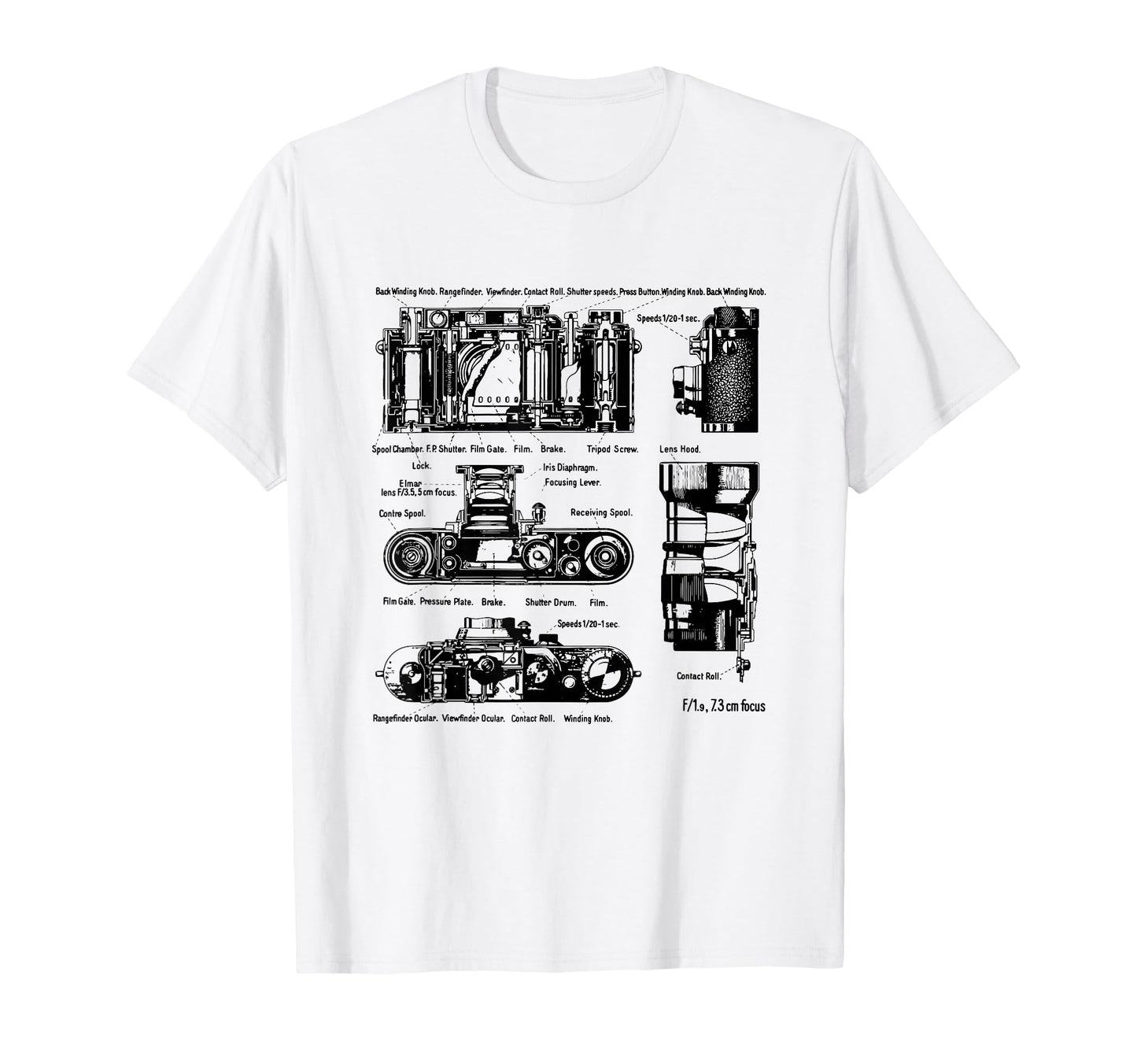 Low Aperture F1 9 Film Camera Diagram T-Shirt - Unique Graphic Men Women - T-Shirt, Sweatshirt, Hoodie