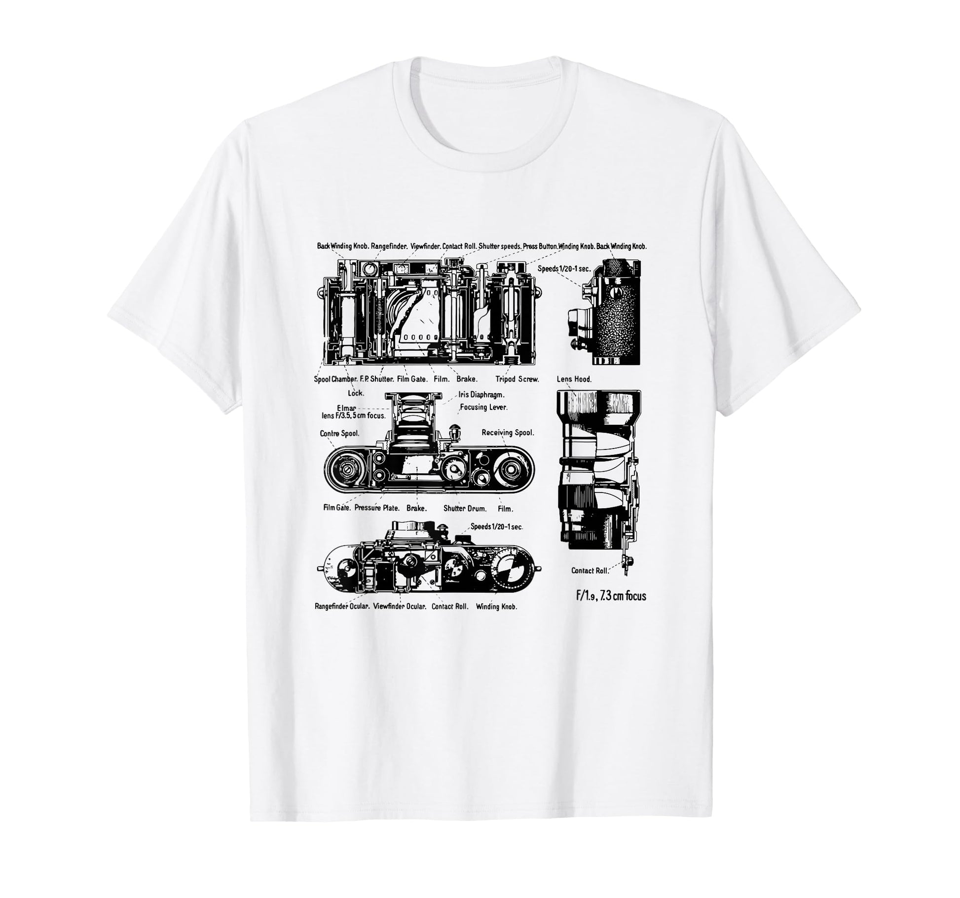 Low Aperture F1 9 Film Camera Diagram T-Shirt - Unique Graphic Men Women - T-Shirt, Sweatshirt, Hoodie