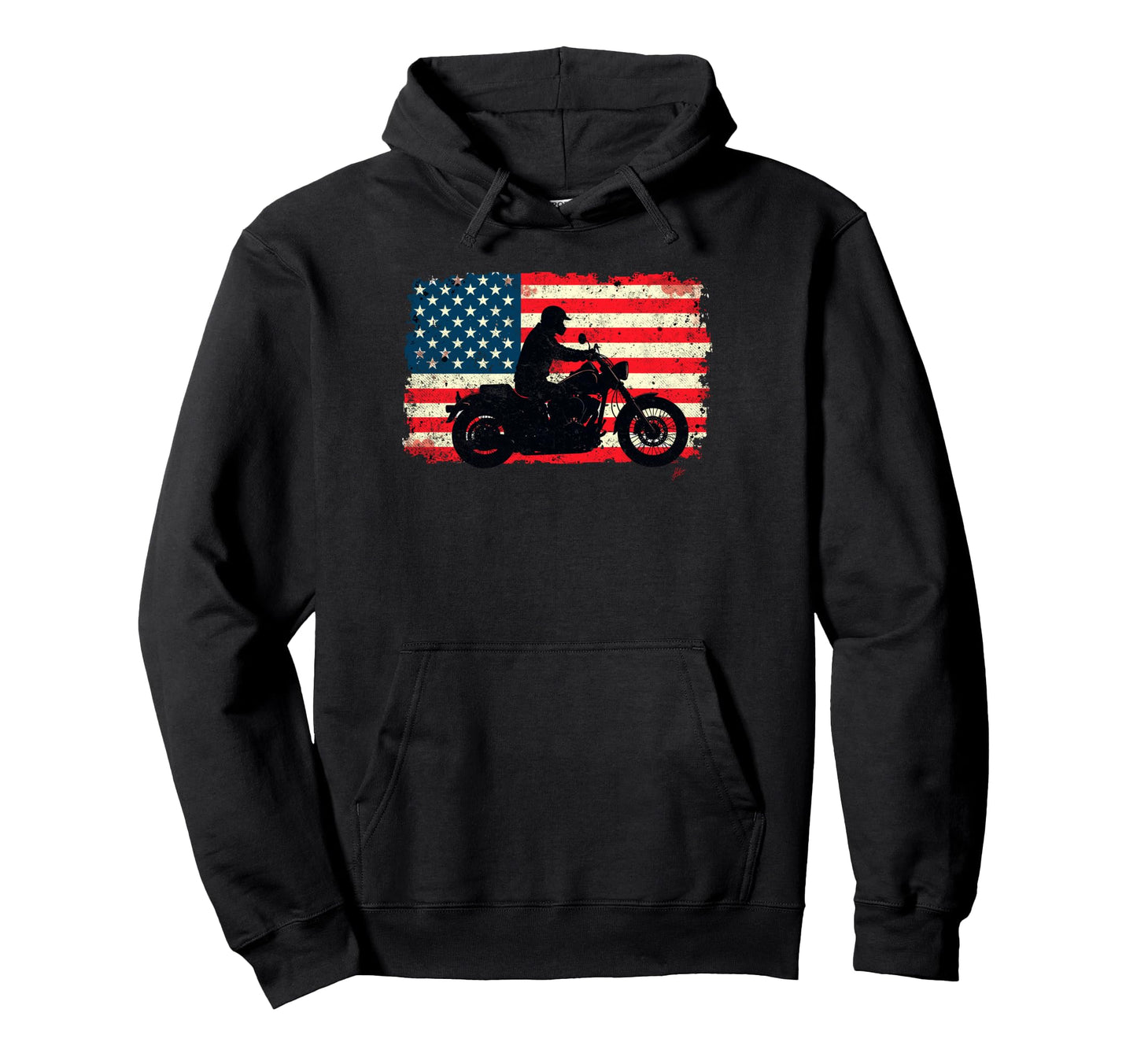 Us Flag Biker Riding Lover Motorcycle Hoodie - Unique Graphic for Adults - T-Shirt, Sweatshirt, Hoodie