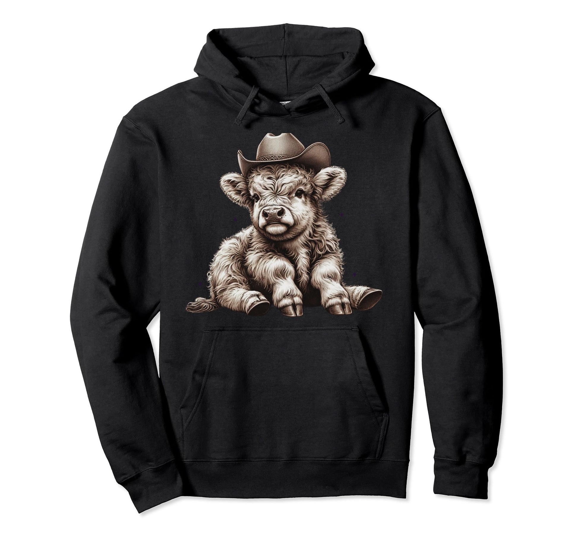 Highland Cow Cowgirl Cowboy Western Hoodie - Custom Art Print for Adults - T-Shirt, Sweatshirt, Hoodie