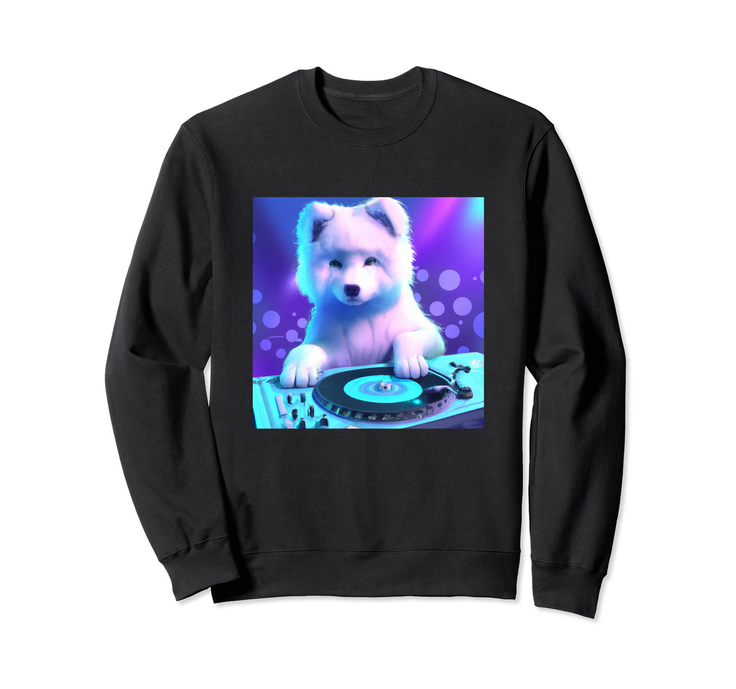 Samoyed Vaporwave Dj Dog Aesthetic Sweatshirt - Minimalist Print for Adults - T-Shirt, Sweatshirt, Hoodie