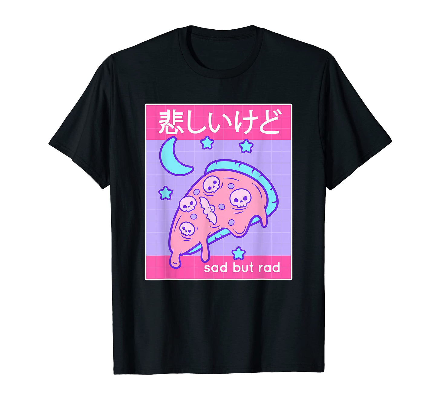 Sad Rad Japanese Kawaii Moon Pizza T-Shirt - Streetwear Style for Adults - T-Shirt, Sweatshirt, Hoodie
