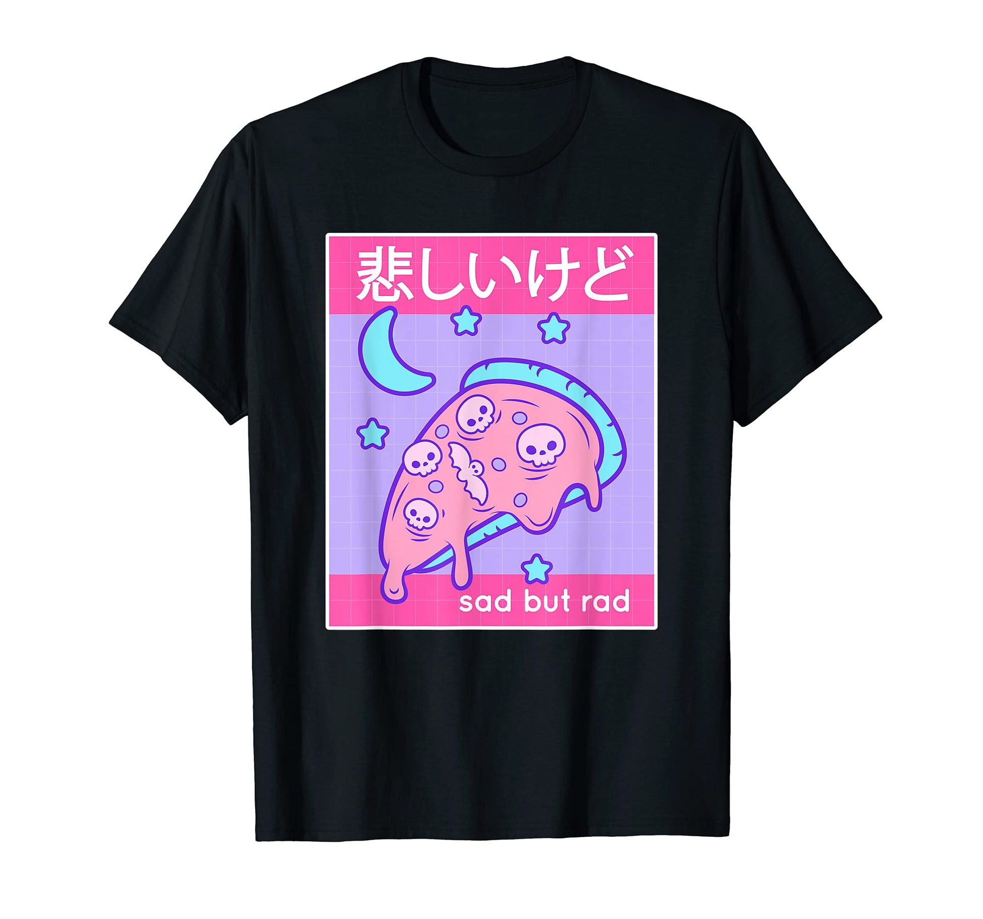 Sad Rad Japanese Kawaii Moon Pizza T-Shirt - Streetwear Style for Adults - T-Shirt, Sweatshirt, Hoodie