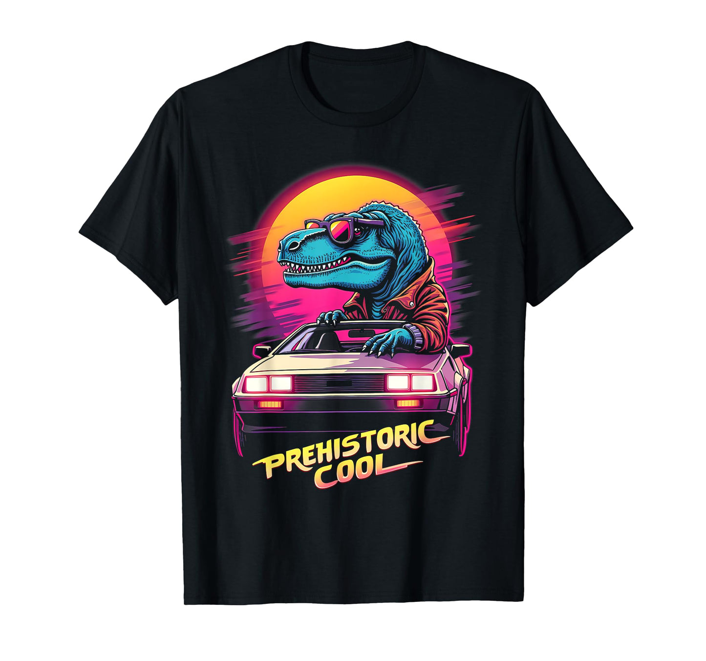 80S Car T Rex Dinosaur Aesthetic T-Shirt - Graphic Print Men Women - T-Shirt, Sweatshirt, Hoodie