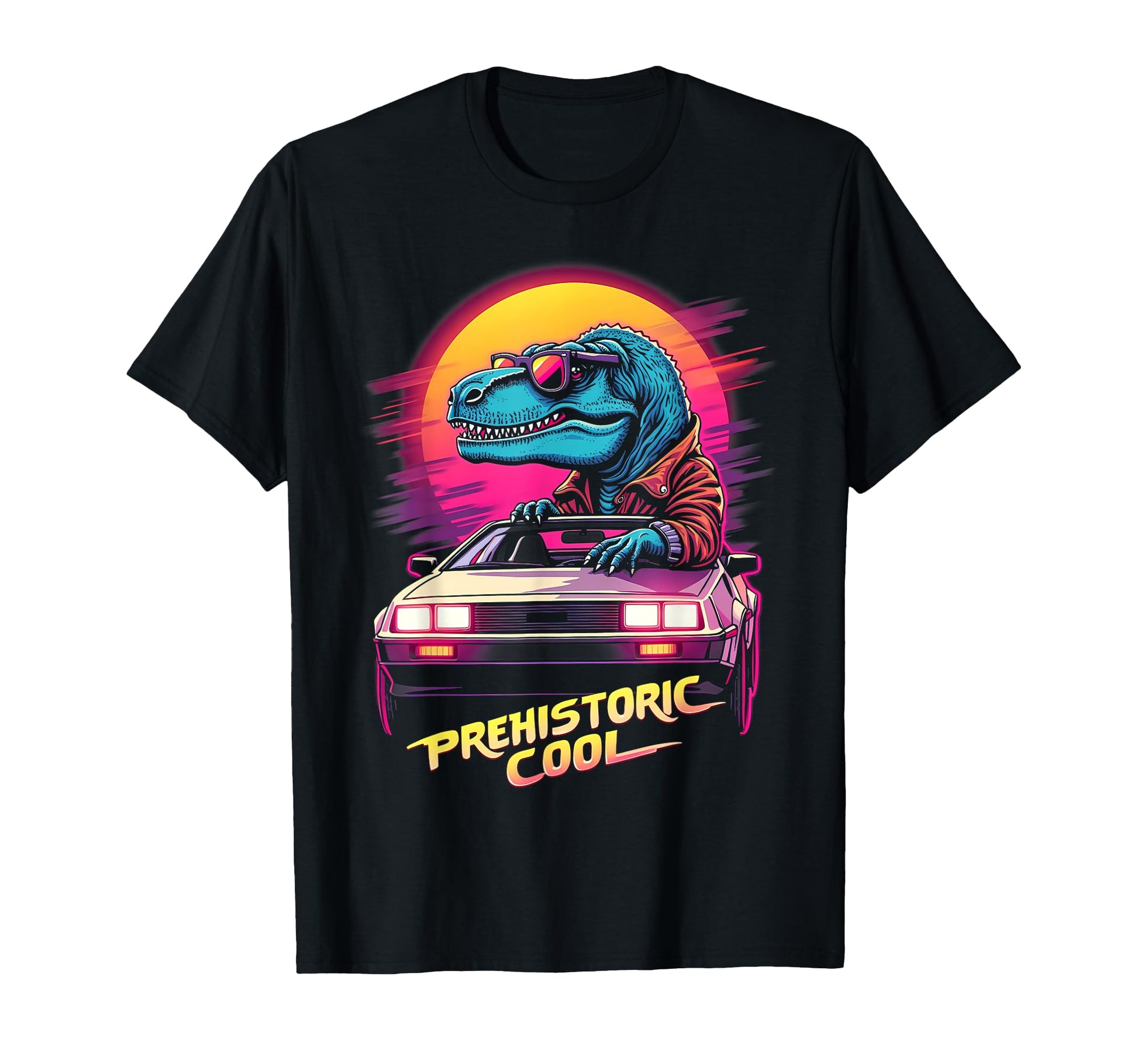 80S Car T Rex Dinosaur Aesthetic T-Shirt - Graphic Print Men Women - T-Shirt, Sweatshirt, Hoodie